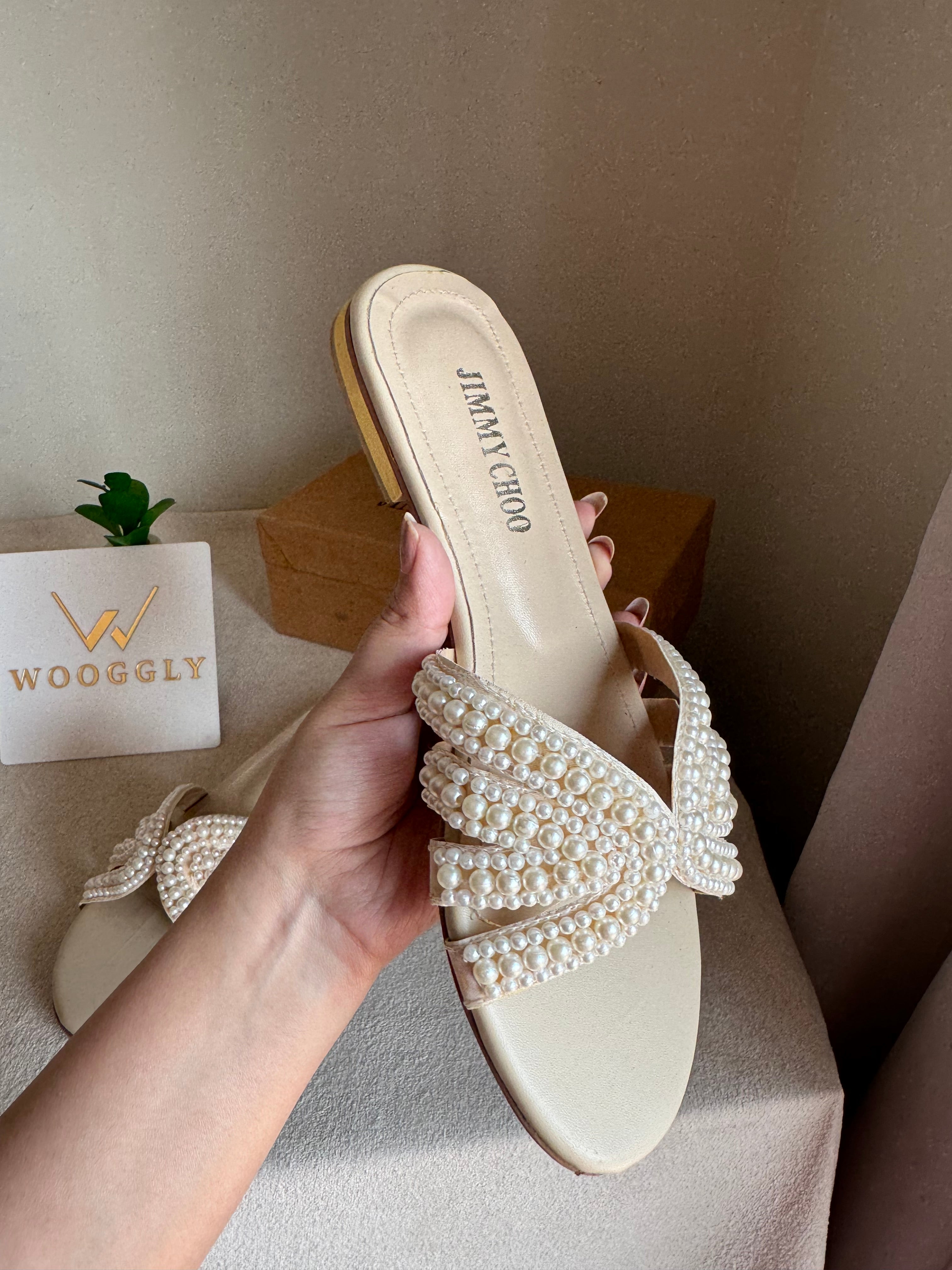 Jimmy Choo Pearl Slides - White