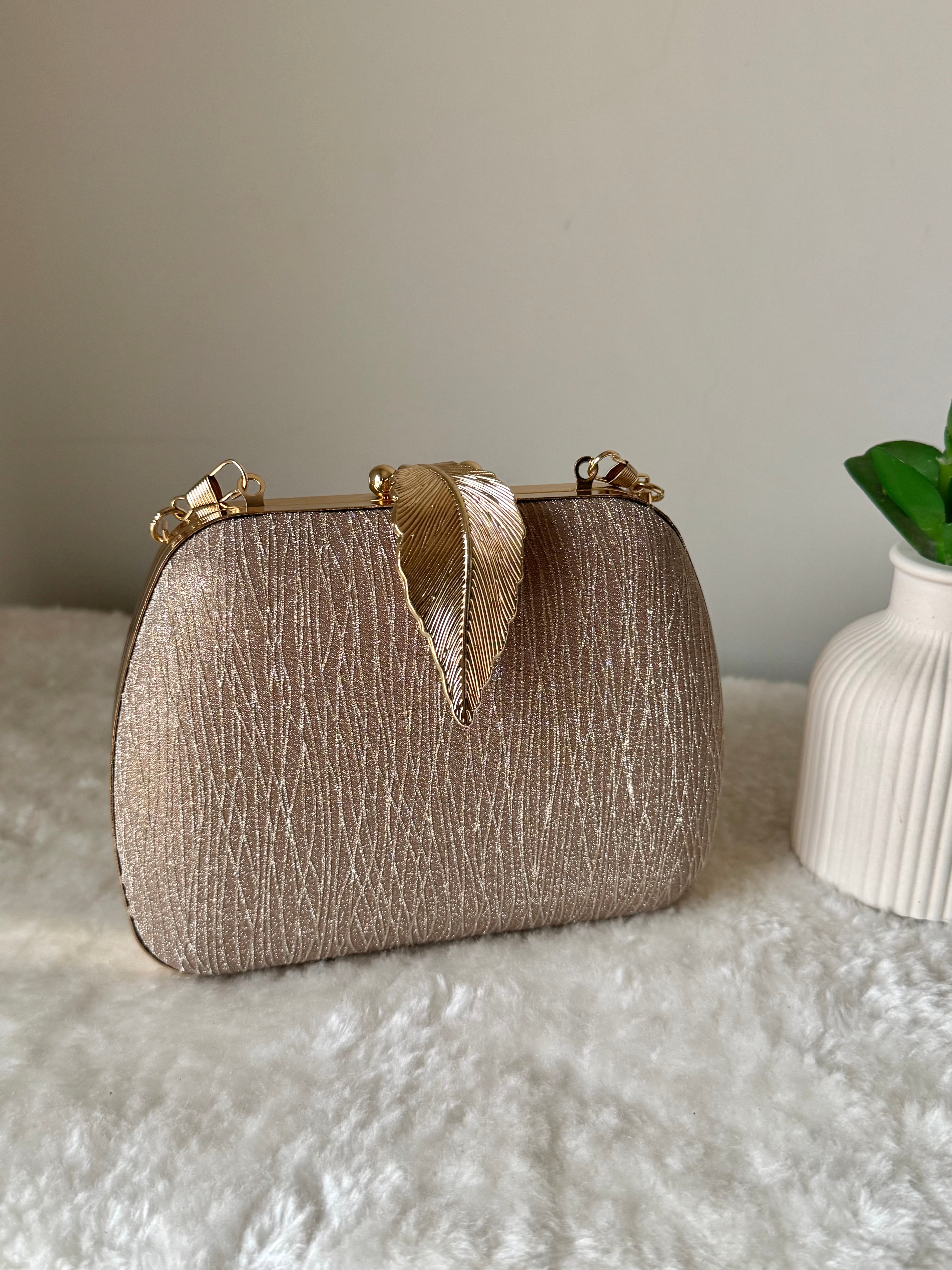 Crystal Charm Clutch - Shimmer Gold