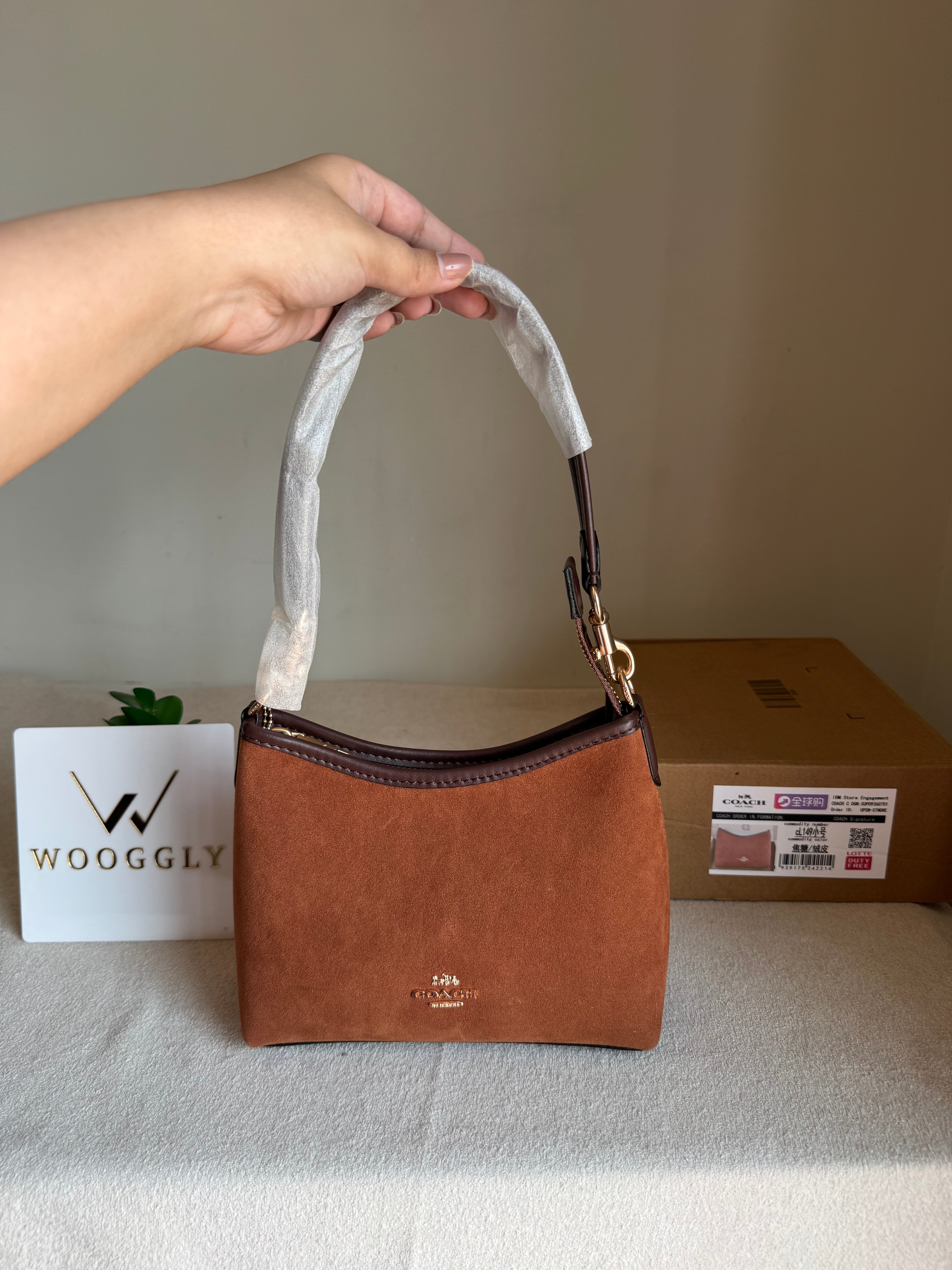 COACH PREMIUM Suede Shoulder Bag BROWN - BOX PACKING