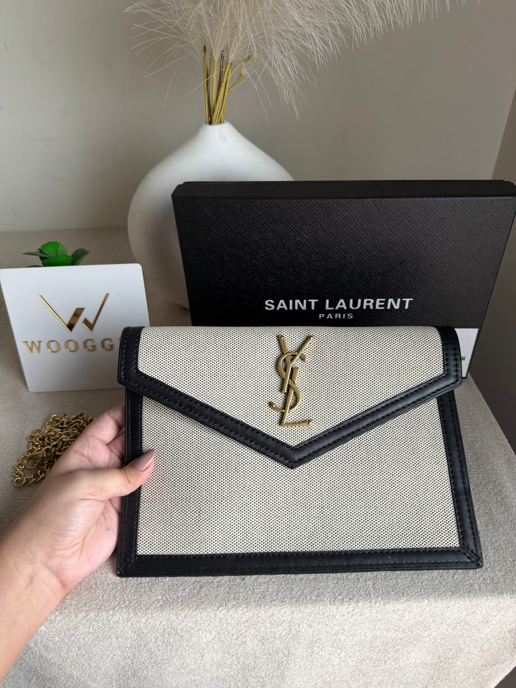 Premium Quality YSL Pouch with Box Packing - Statement Black
