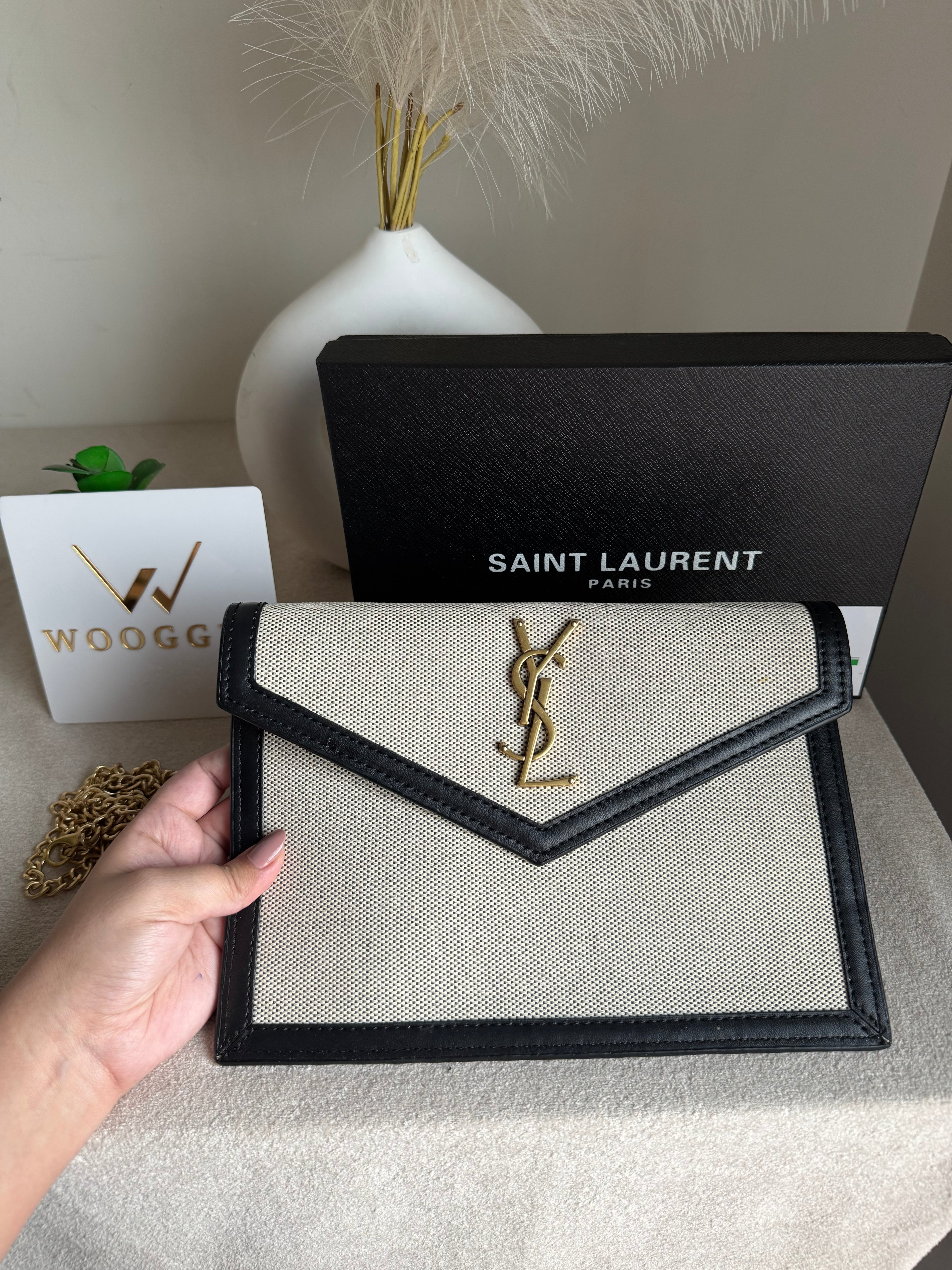 Premium Quality YSL Pouch with Box Packing - Statement Black