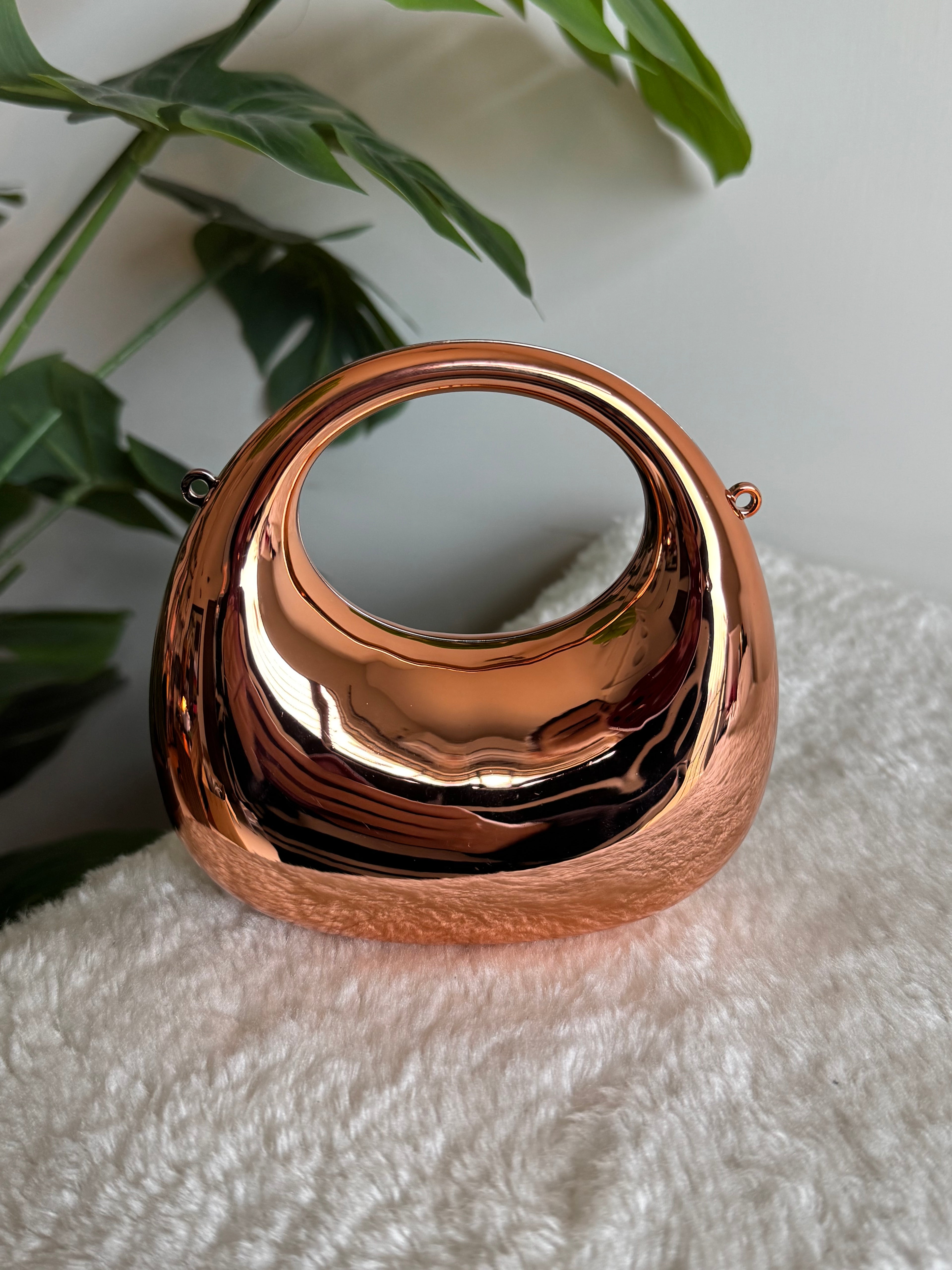 Viral Metallic Clutch with Chain - Mini Rose Gold