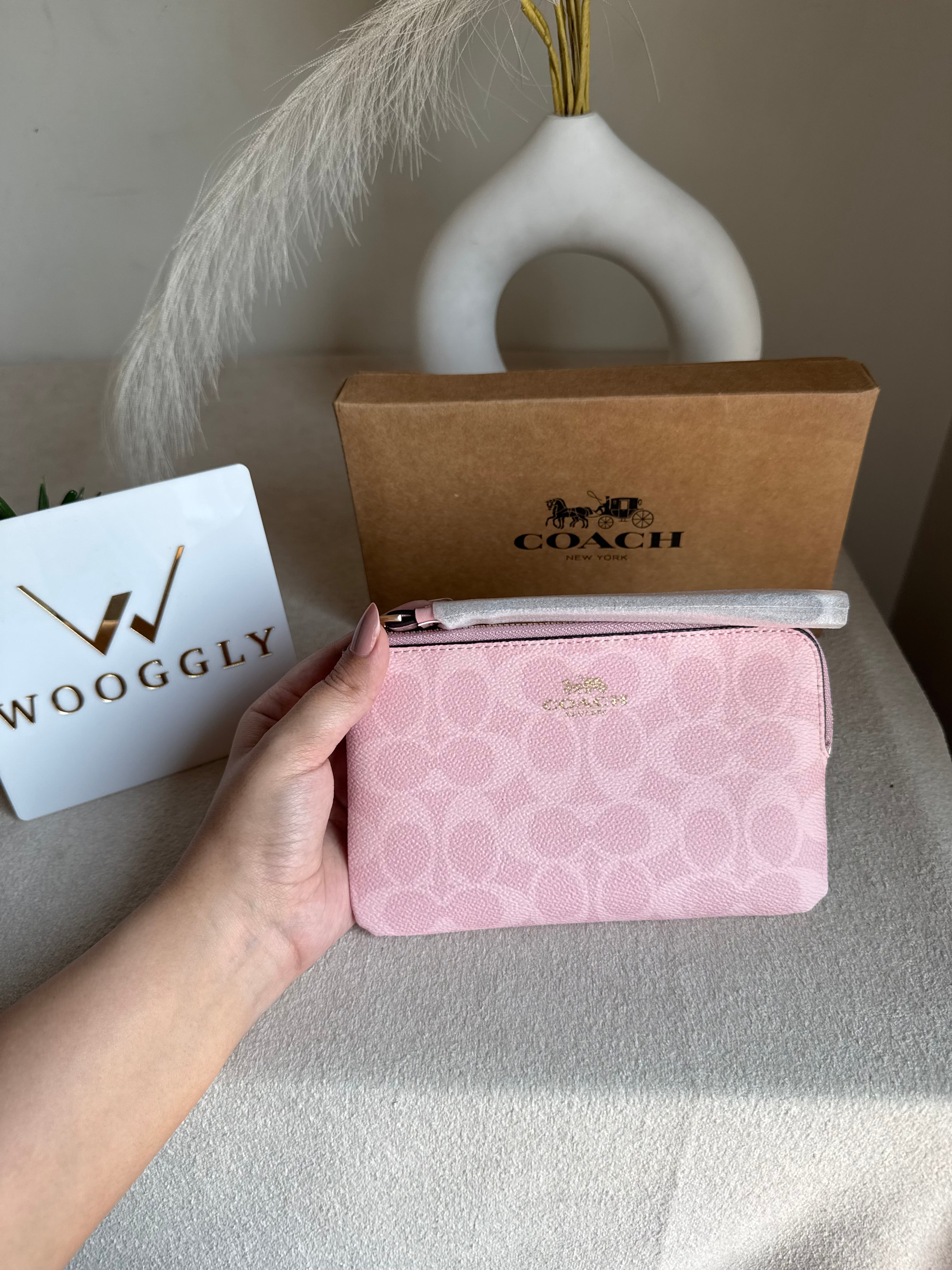 High Quality Wristlet - Signature Canvas Pink