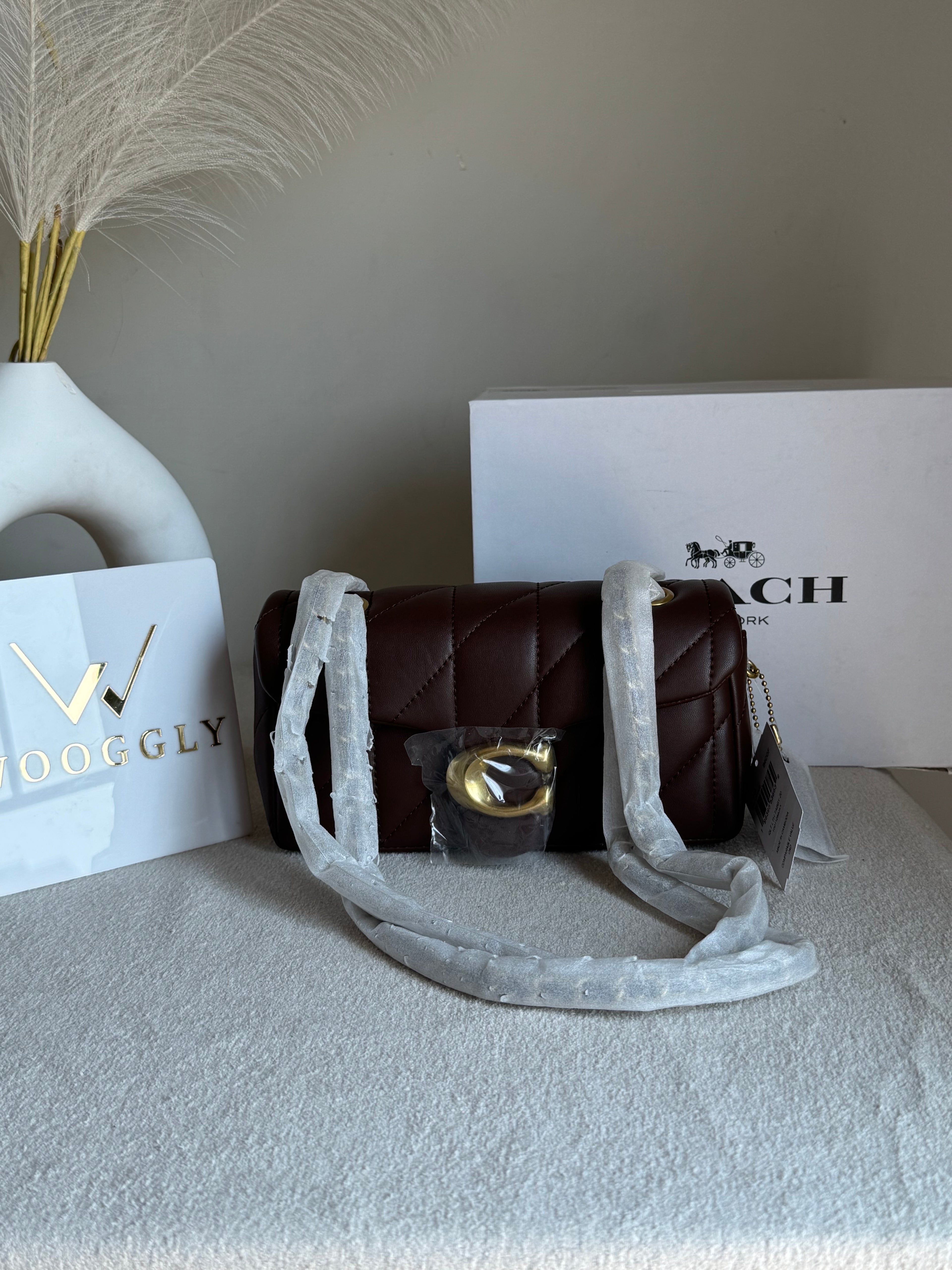 Mini COACH Quilted Tabby (Chocolate Brown) - BOX PACKING