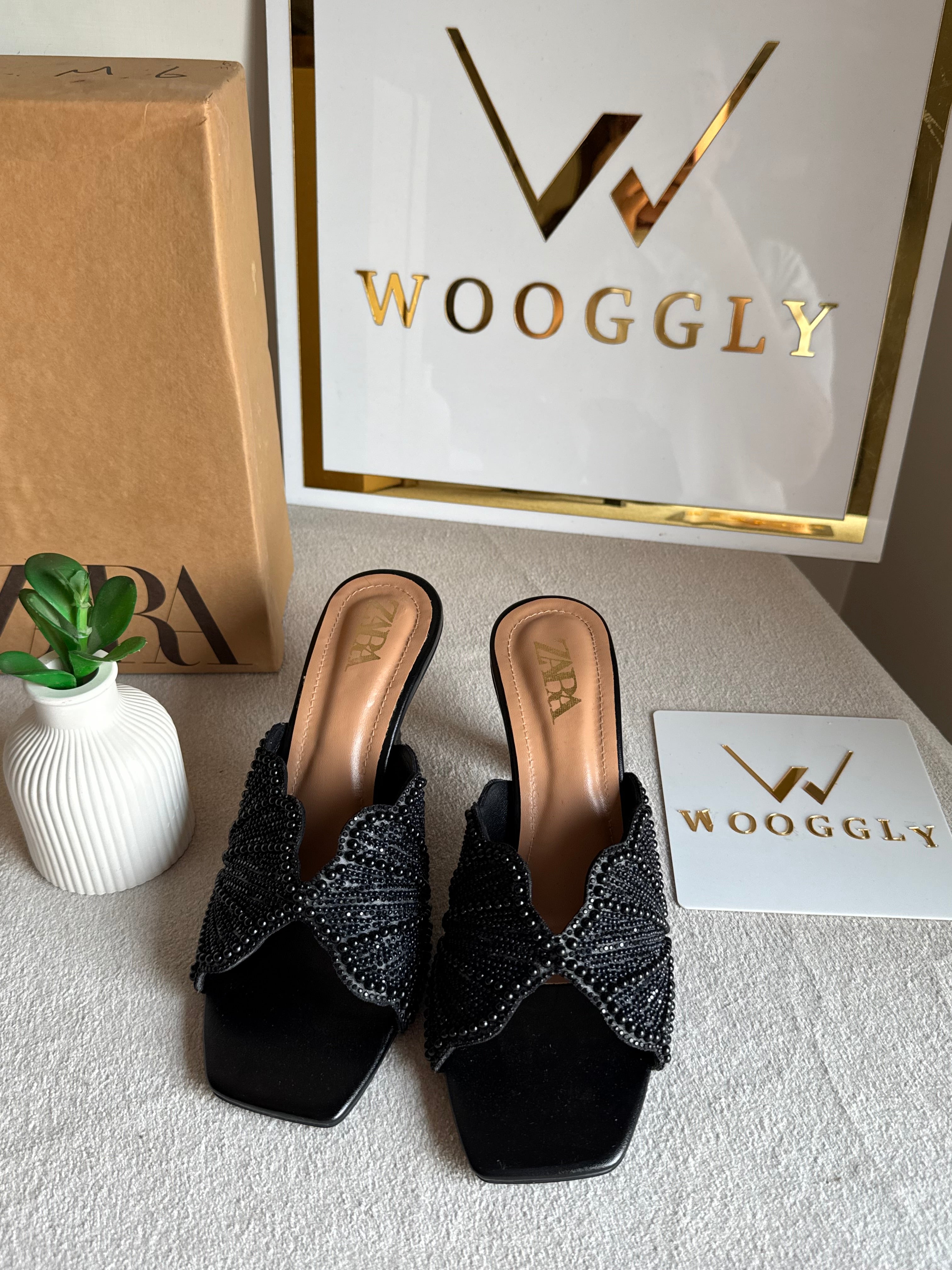 Viral Zara Faux Heels BLACK with Brand Box
