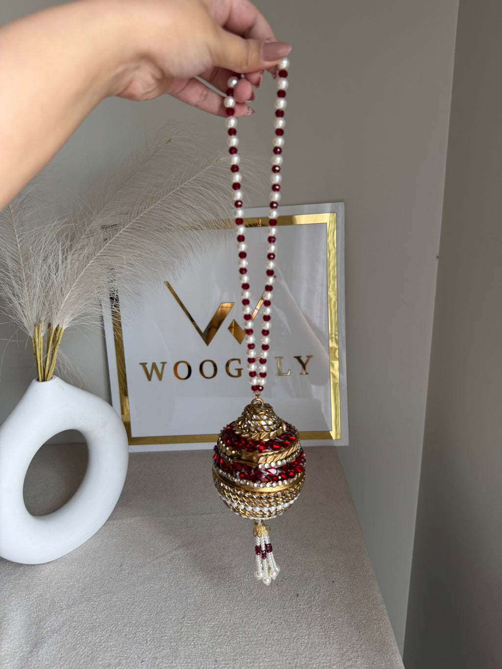 Turkish Potli - Gold & Maroon