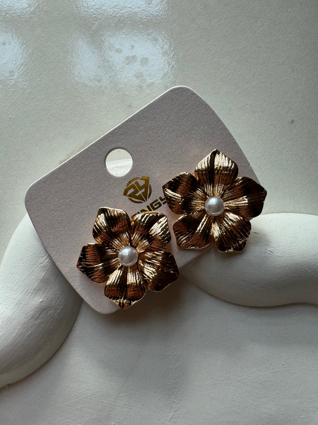 Gold Floral Studs - 18K Gold Plated