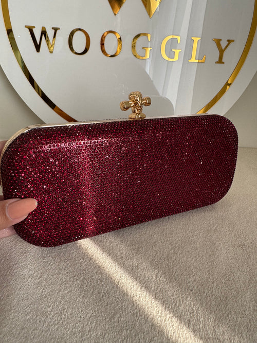 Bottega Shimmer Clutch - Red with Chain