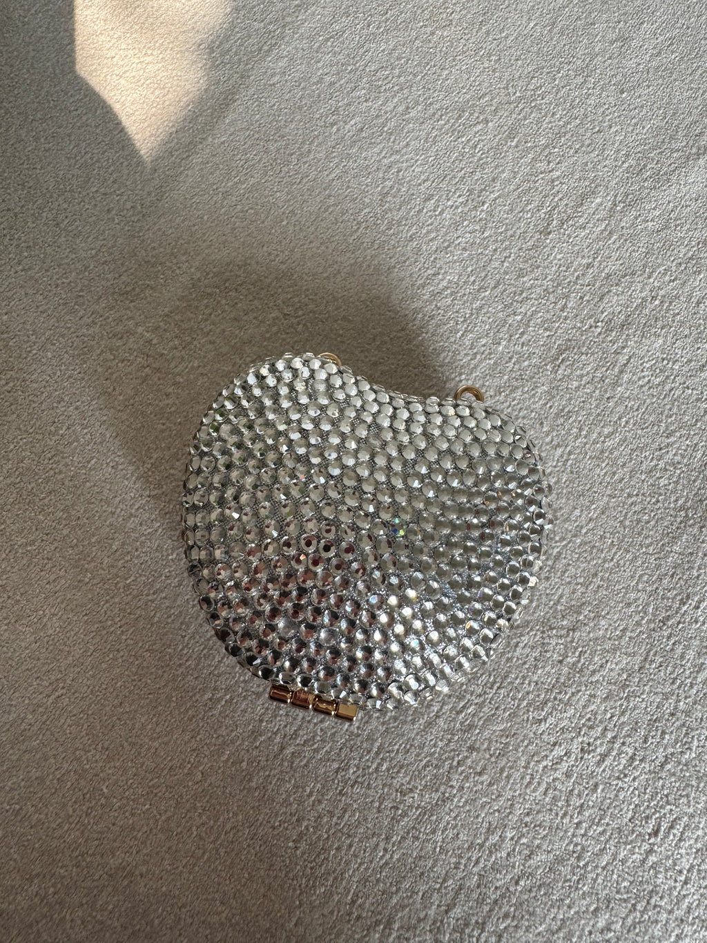 Heart Crystal Clutch with Chain - Mini Silver