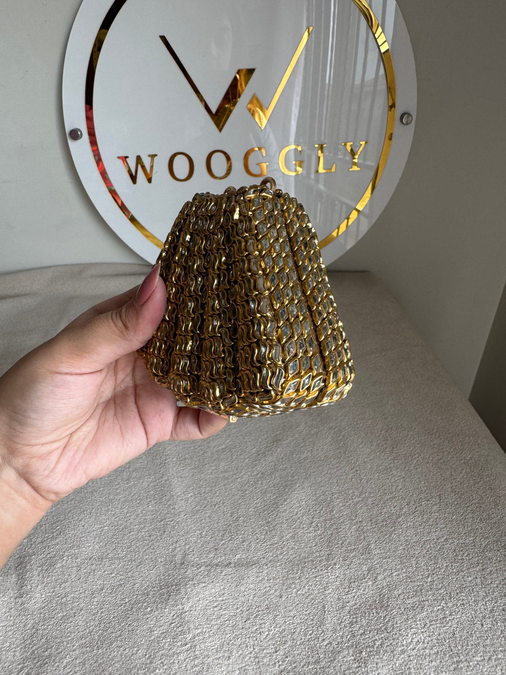 Kundan Shell Clutch with Chain