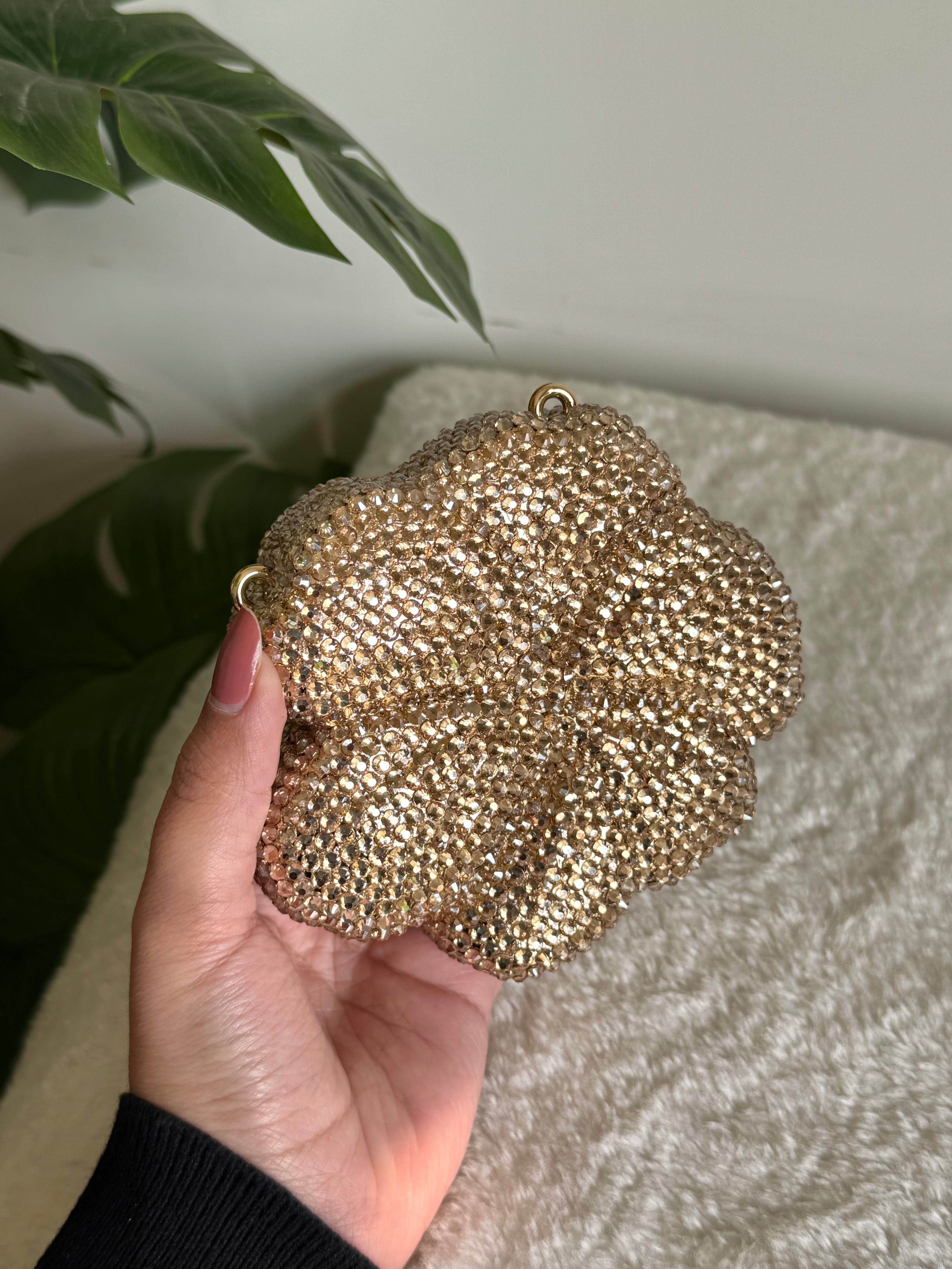 Flower Swarovski Clutch - Mini Gold