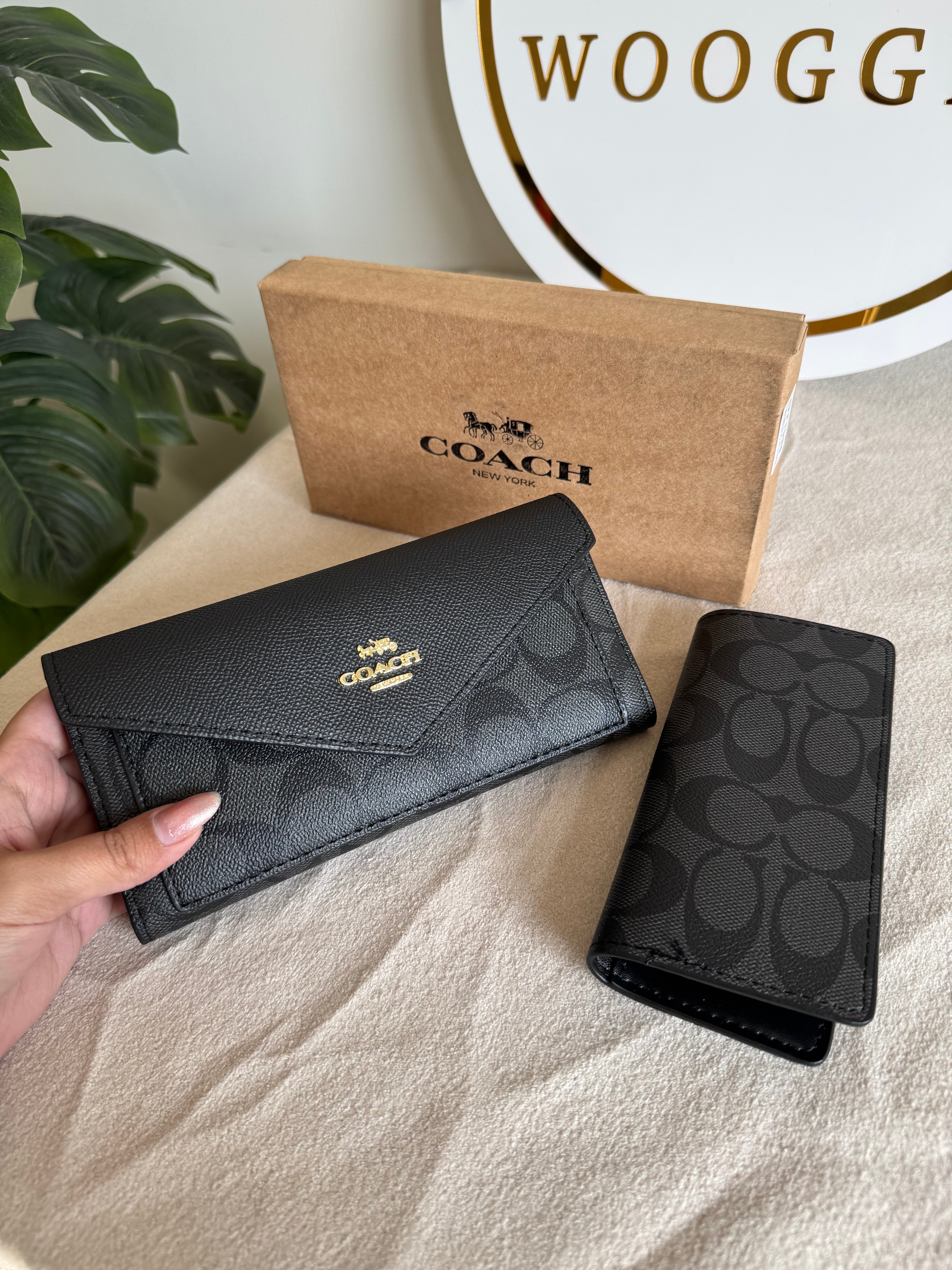 COACH Wallet with Card Holder Set Black - Box Packing
