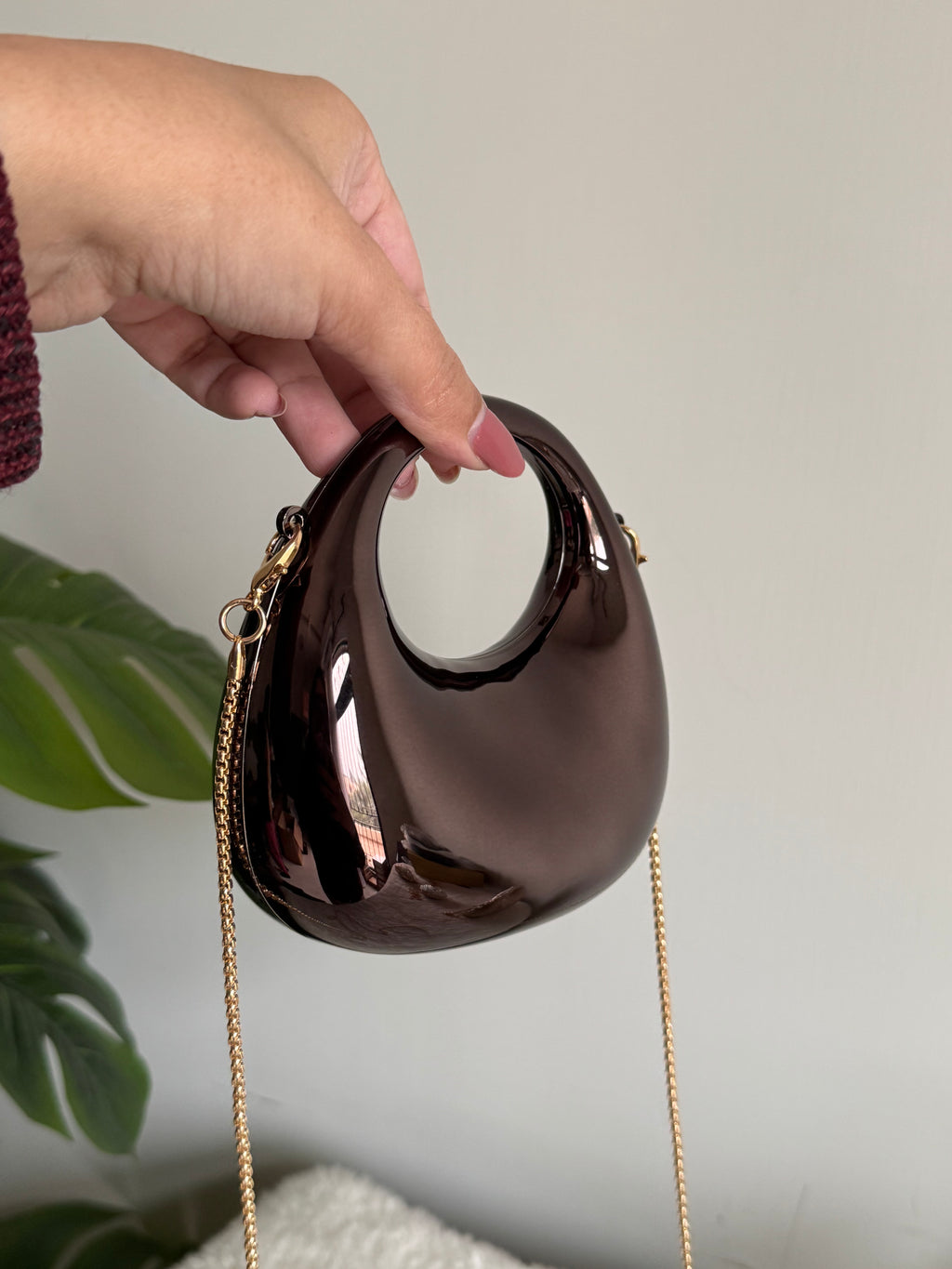 Viral Metallic Clutch with Chain - Mini Black