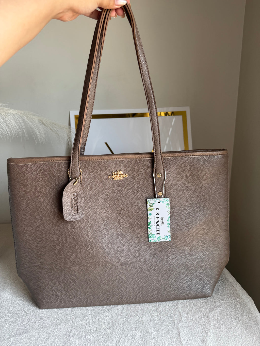 COACH City Tote Bag PREMIUM - Greyish Beige (BOX PACKING)