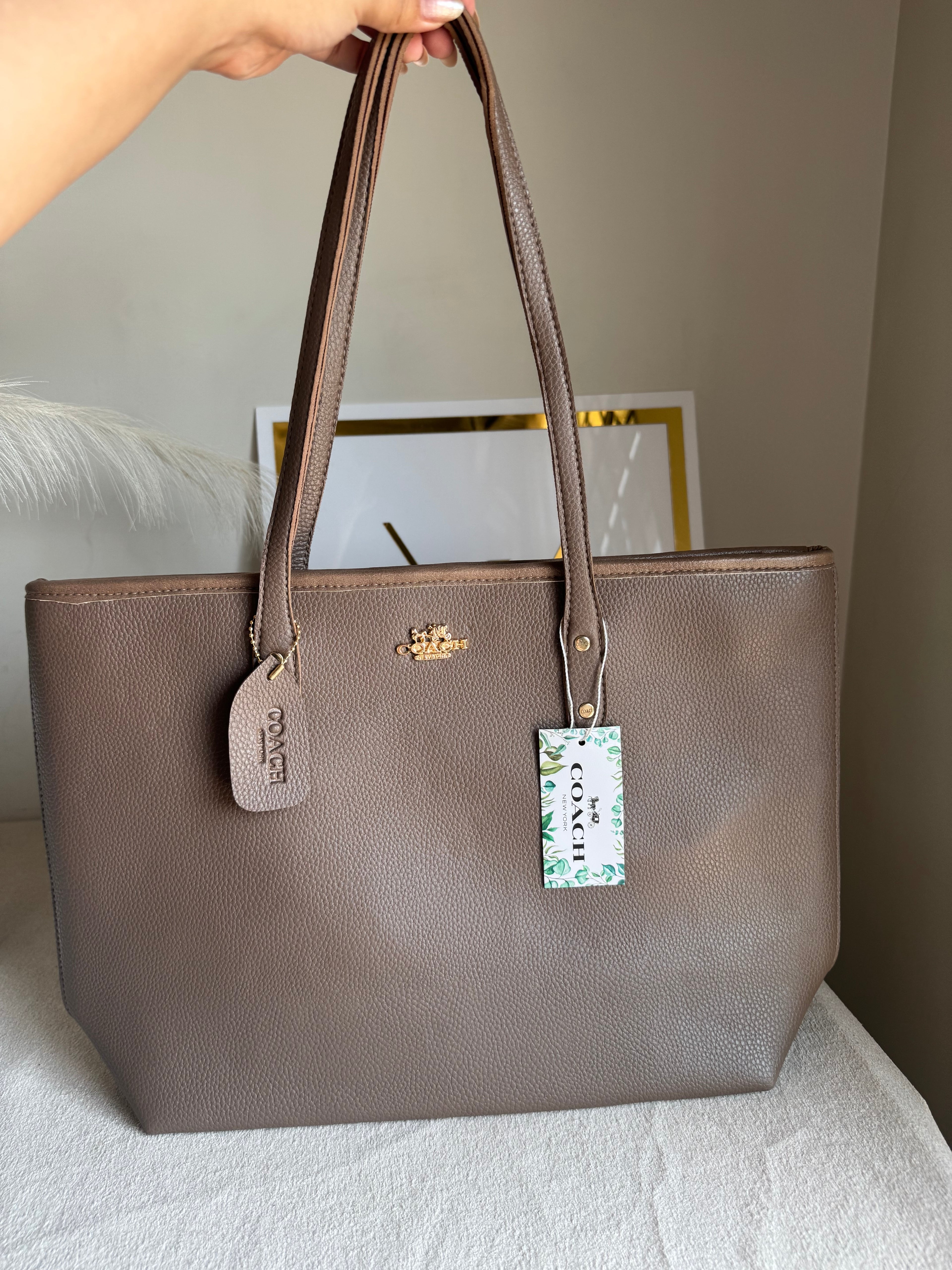 COACH City Tote Bag PREMIUM - Greyish Beige (BOX PACKING)