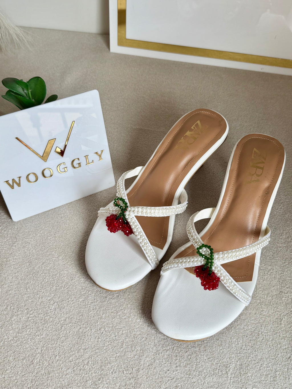Cute Zara Cherry Heels White