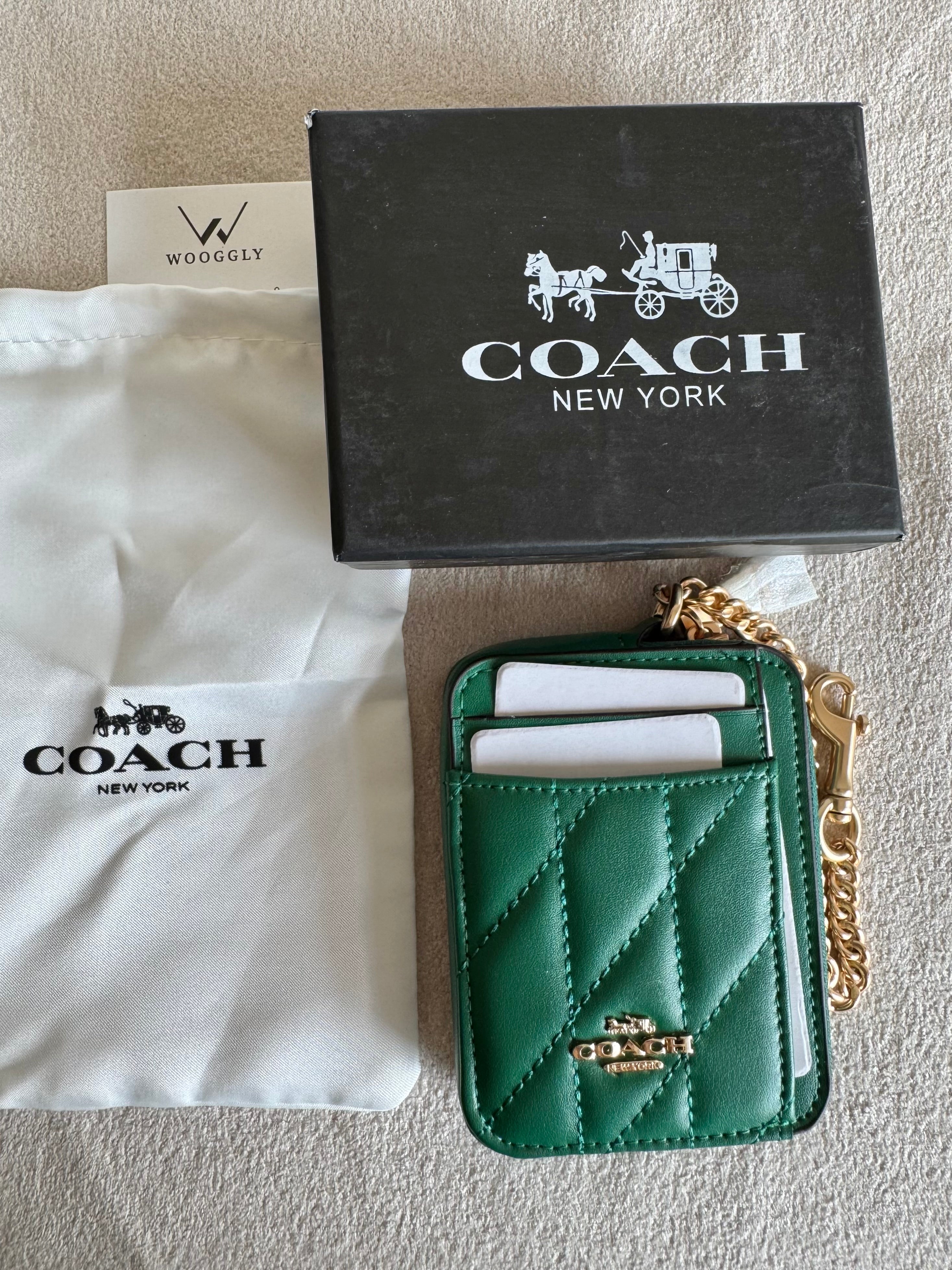 Coach Zip Card Case with Box Packing - Emerald Green