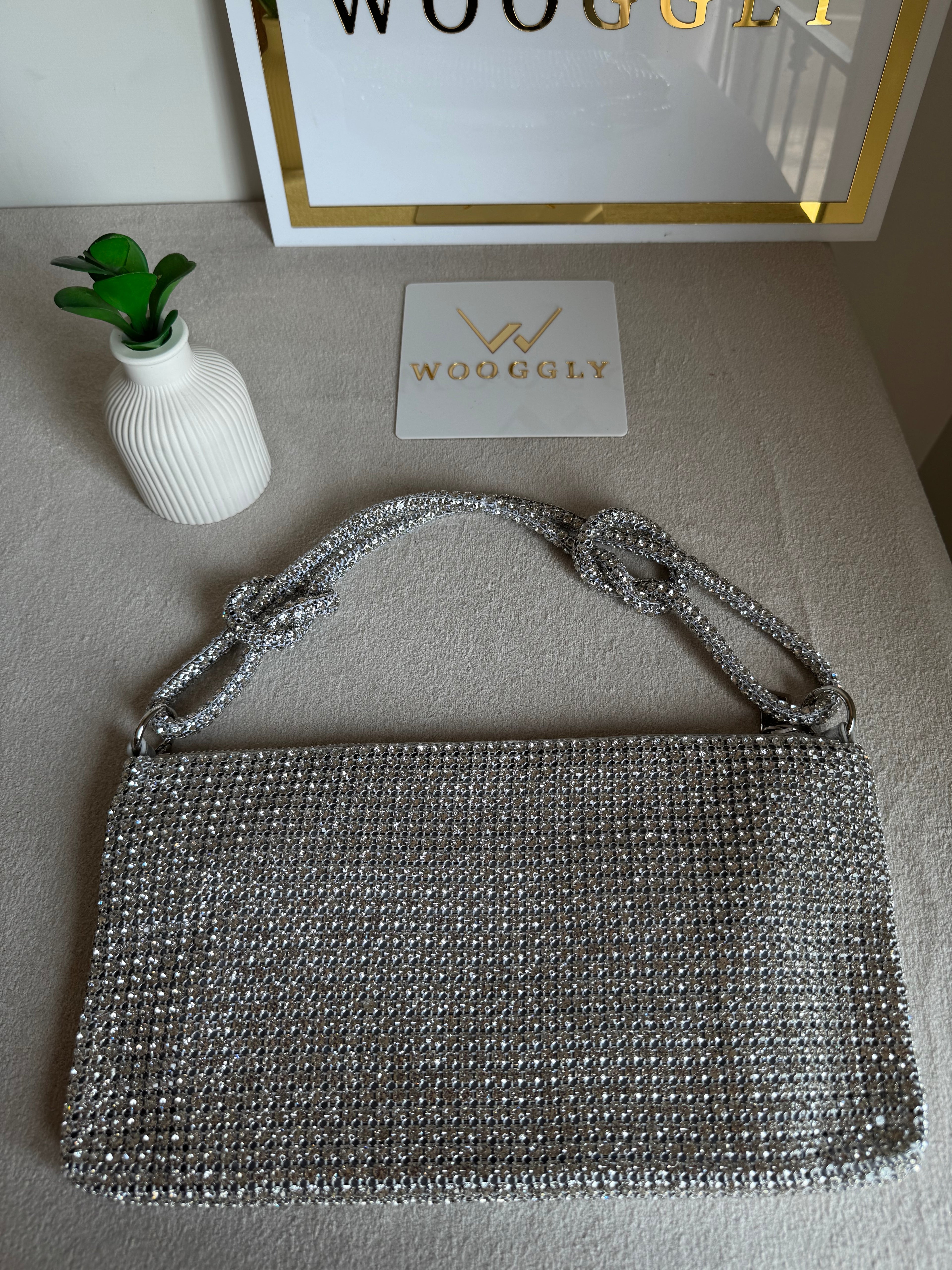 Dreamy Party Wear Rhinestone Bag - Silver