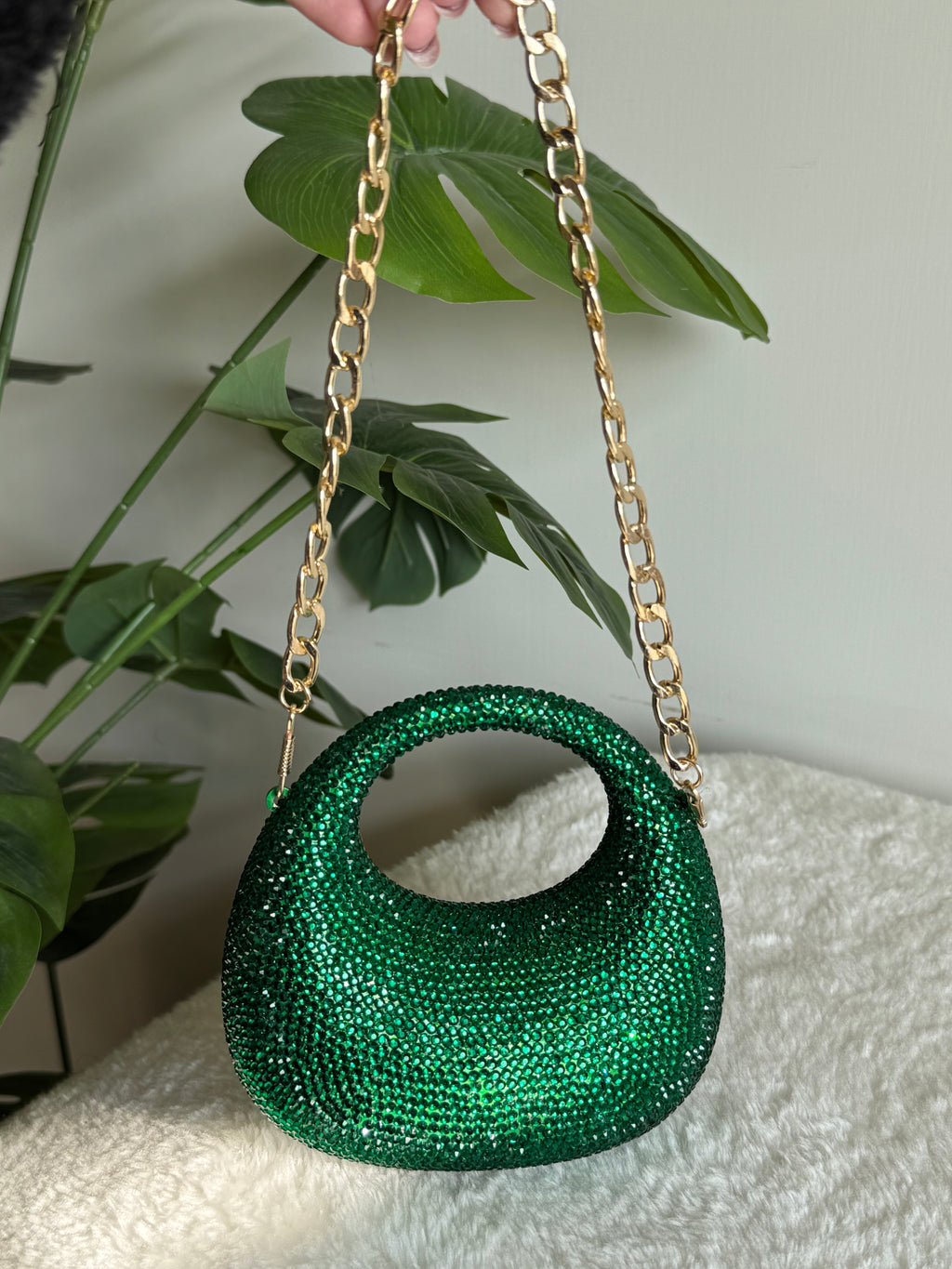 Viral Swarovski Metallic Clutch - Mini Emerald Green