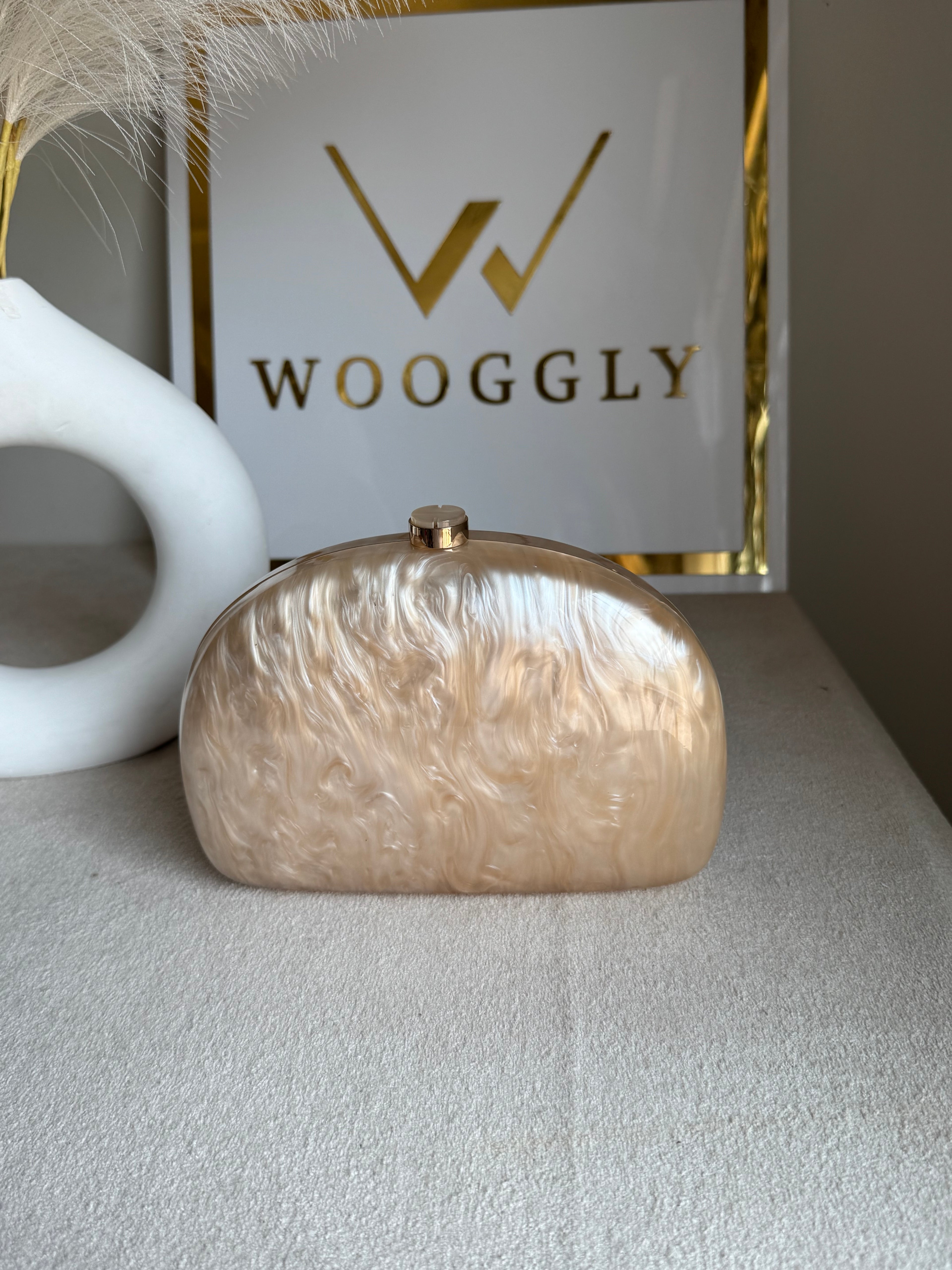 Marble Acrylic Clutch - Peach