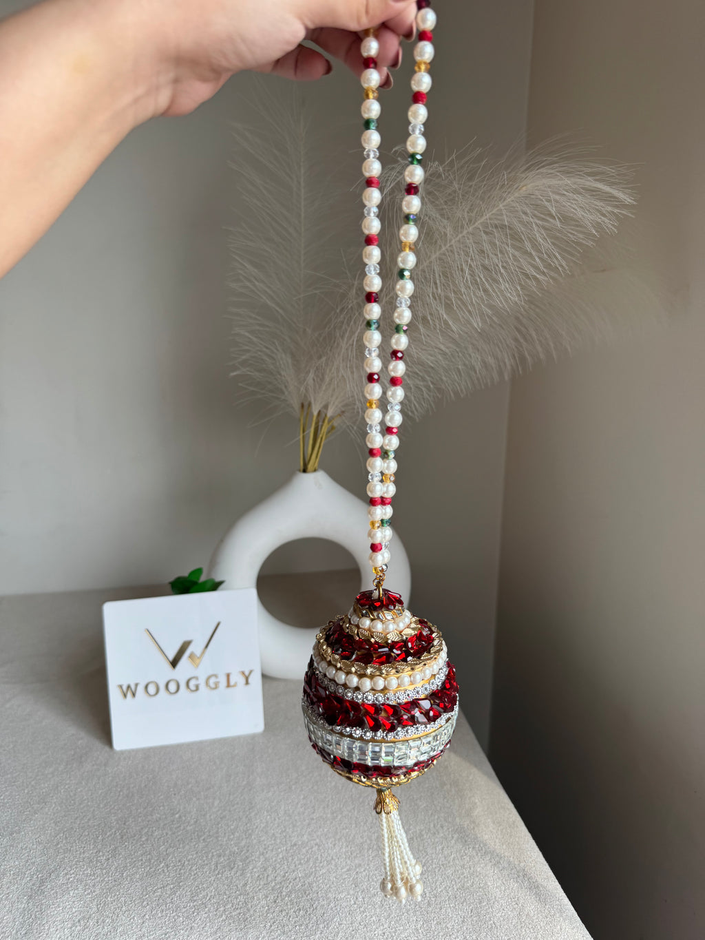 Turkish Potli - Reddish Kundan
