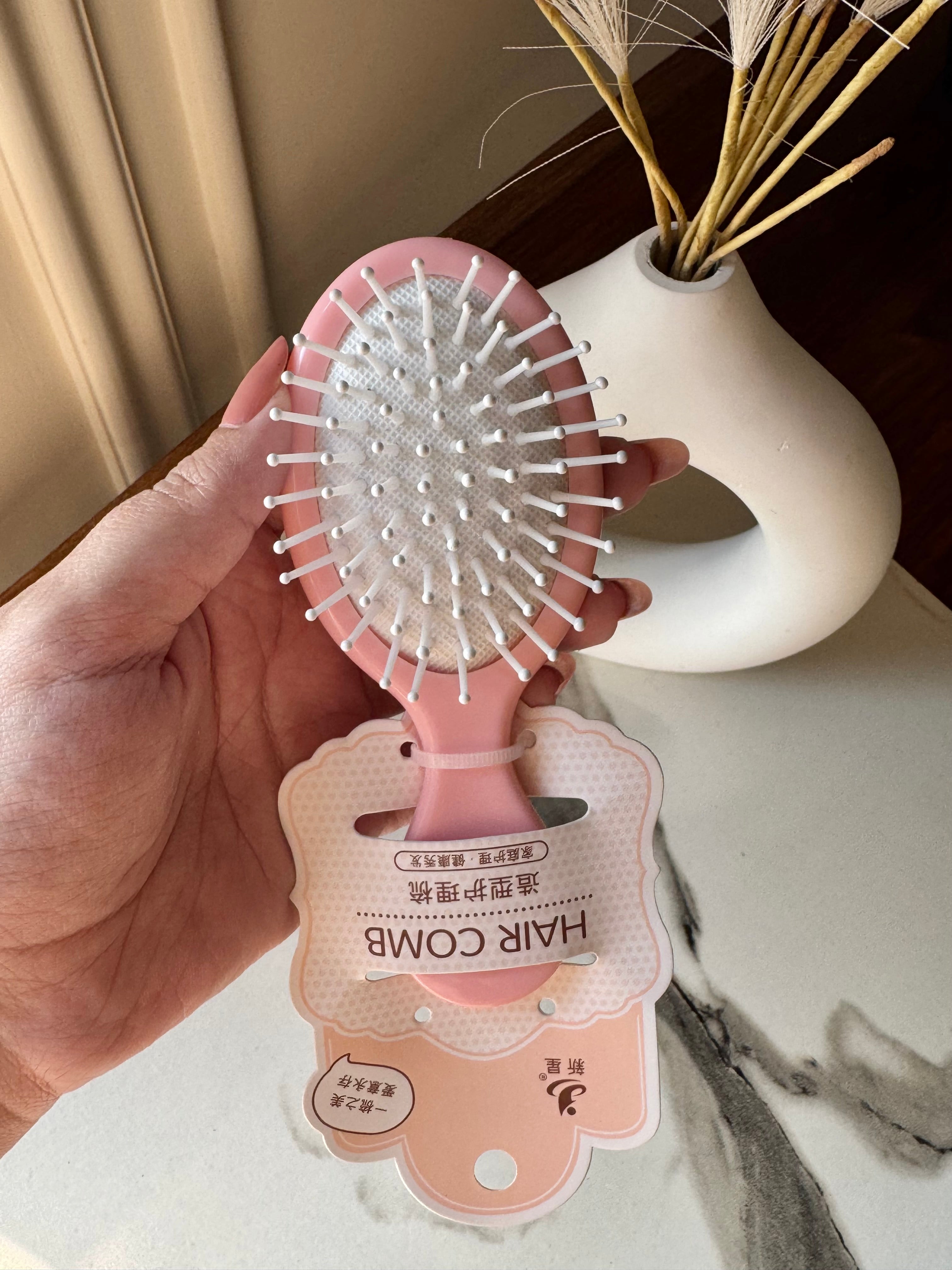 Kids Softest Teddy Shape Hair Brush with Mirror (Bubble Pink)