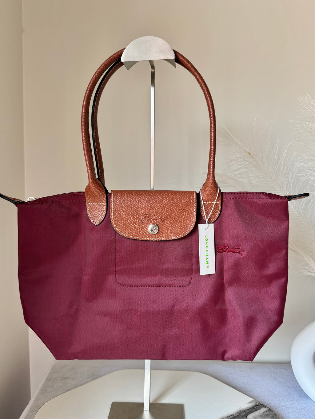 Longchamp Tote MEDIUM - Wine Red (WITH BRAND LOGO)