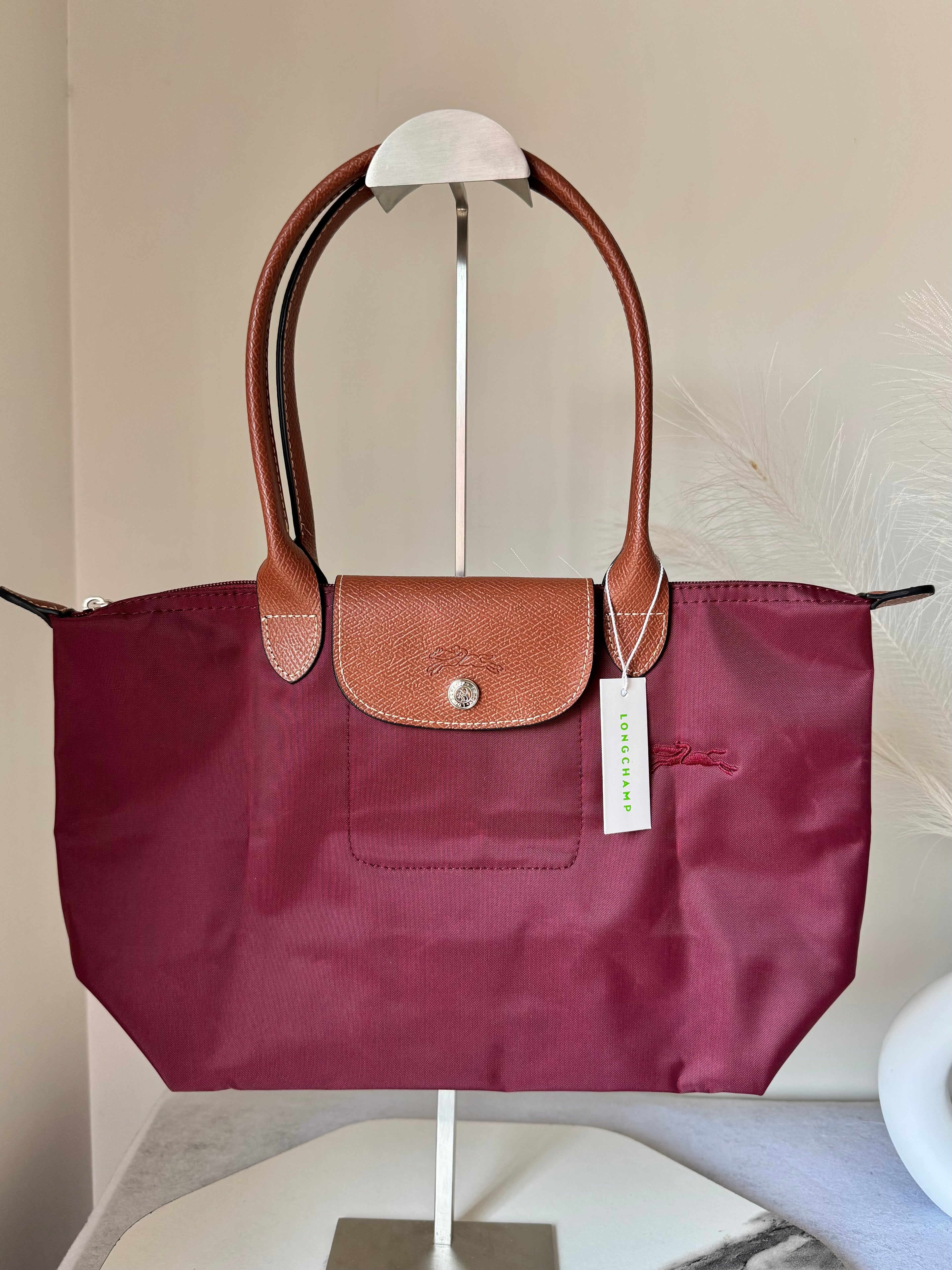Longchamp Tote MEDIUM - Wine Red (WITH BRAND LOGO)