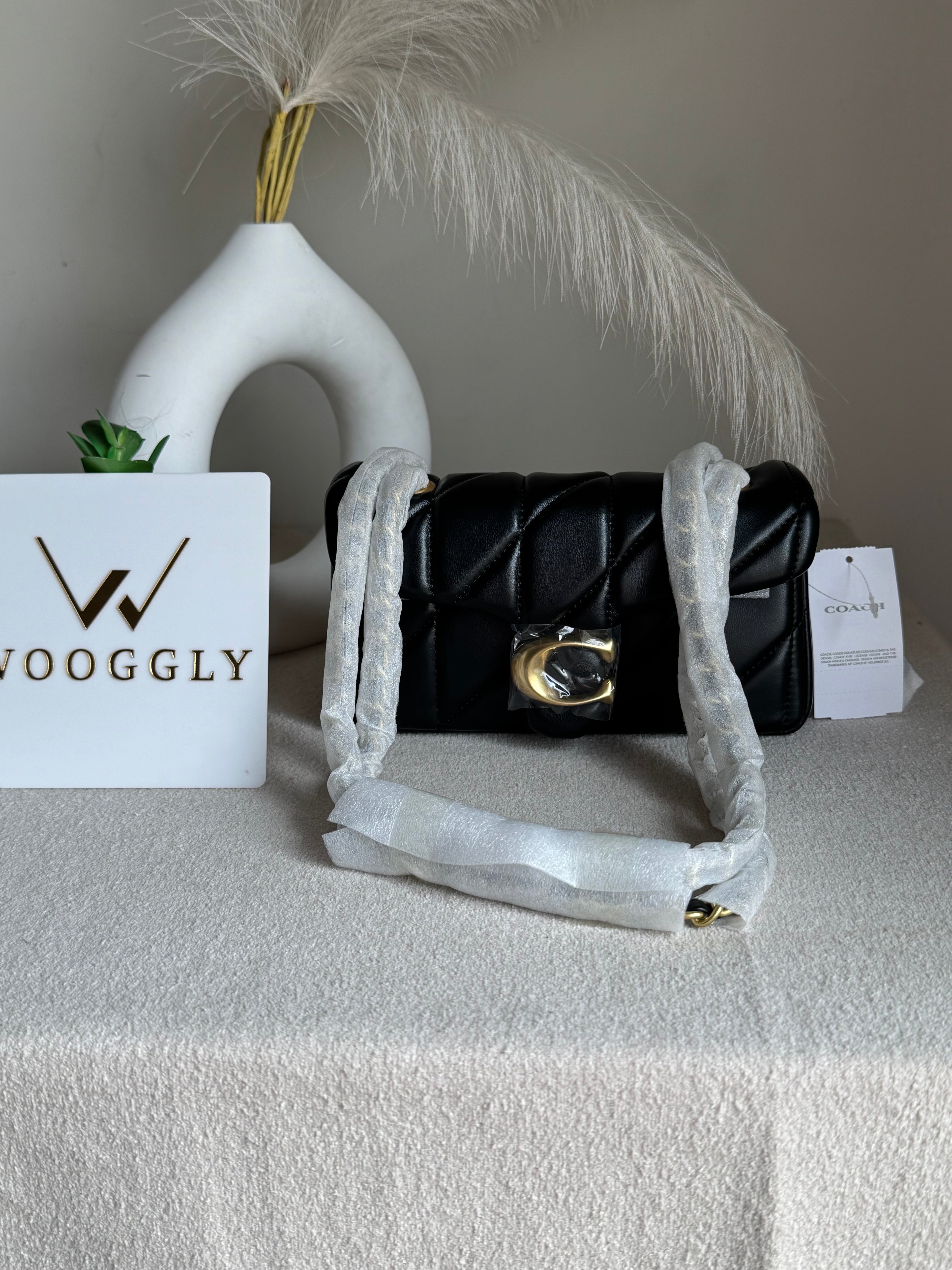 Mini Premium COACH Quilted Tabby (Black) - BOX PACKING