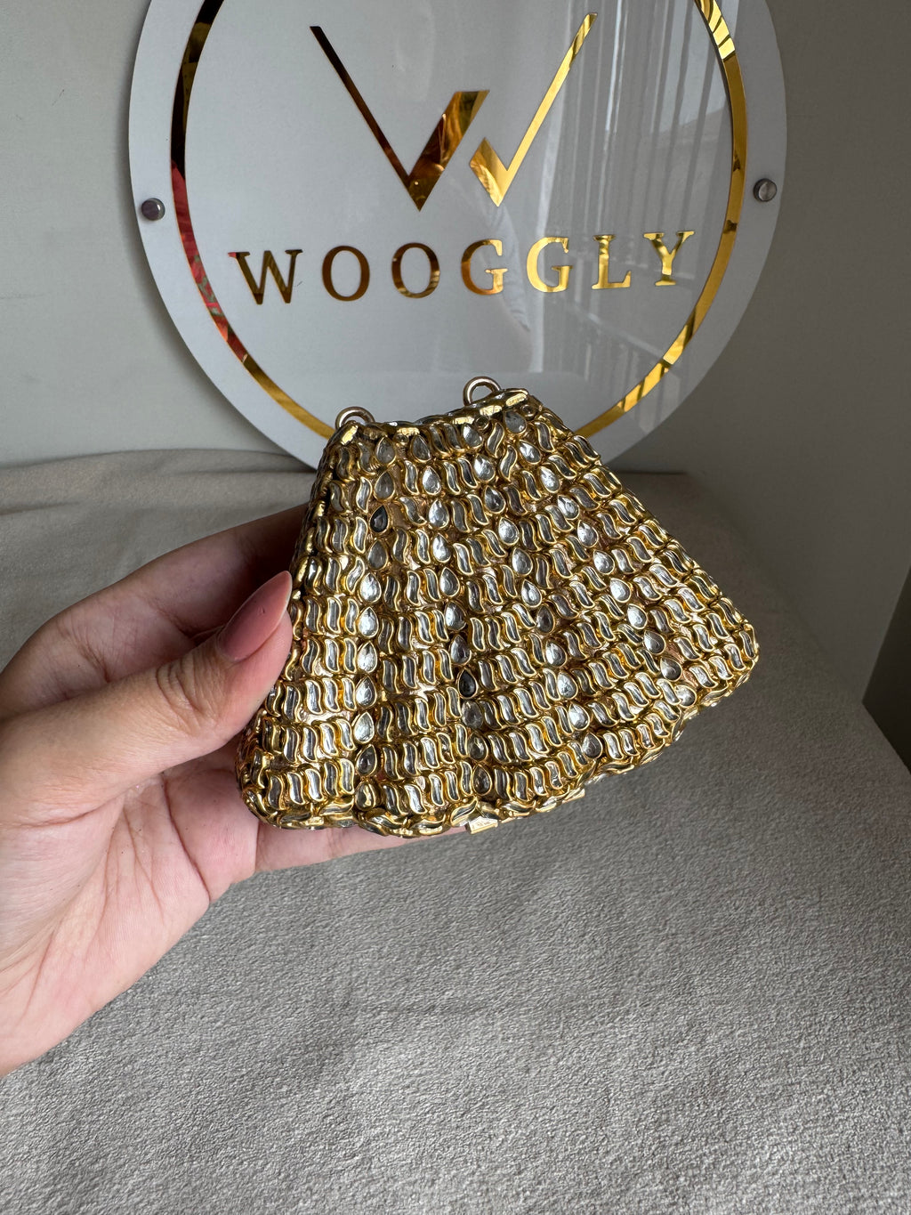 Kundan Shell Clutch with Chain