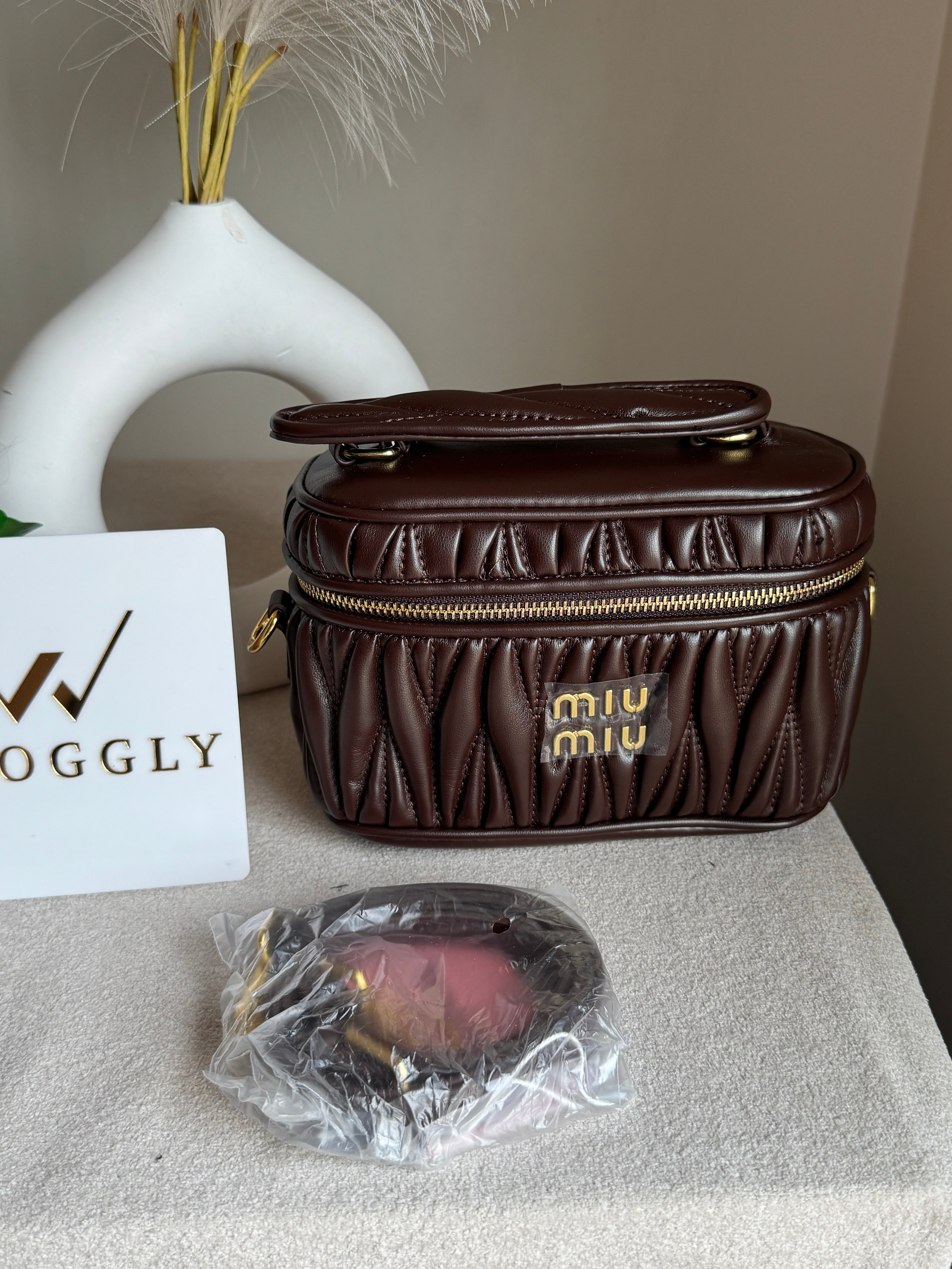 Miu Miu Quilted Crossbody Bag - Chocolate Brown