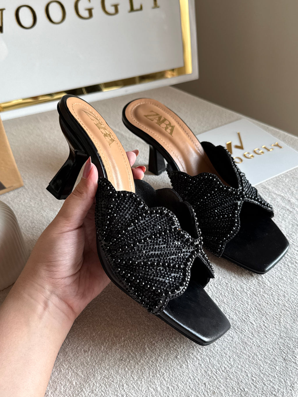 Viral Zara Faux Heels BLACK with Brand Box