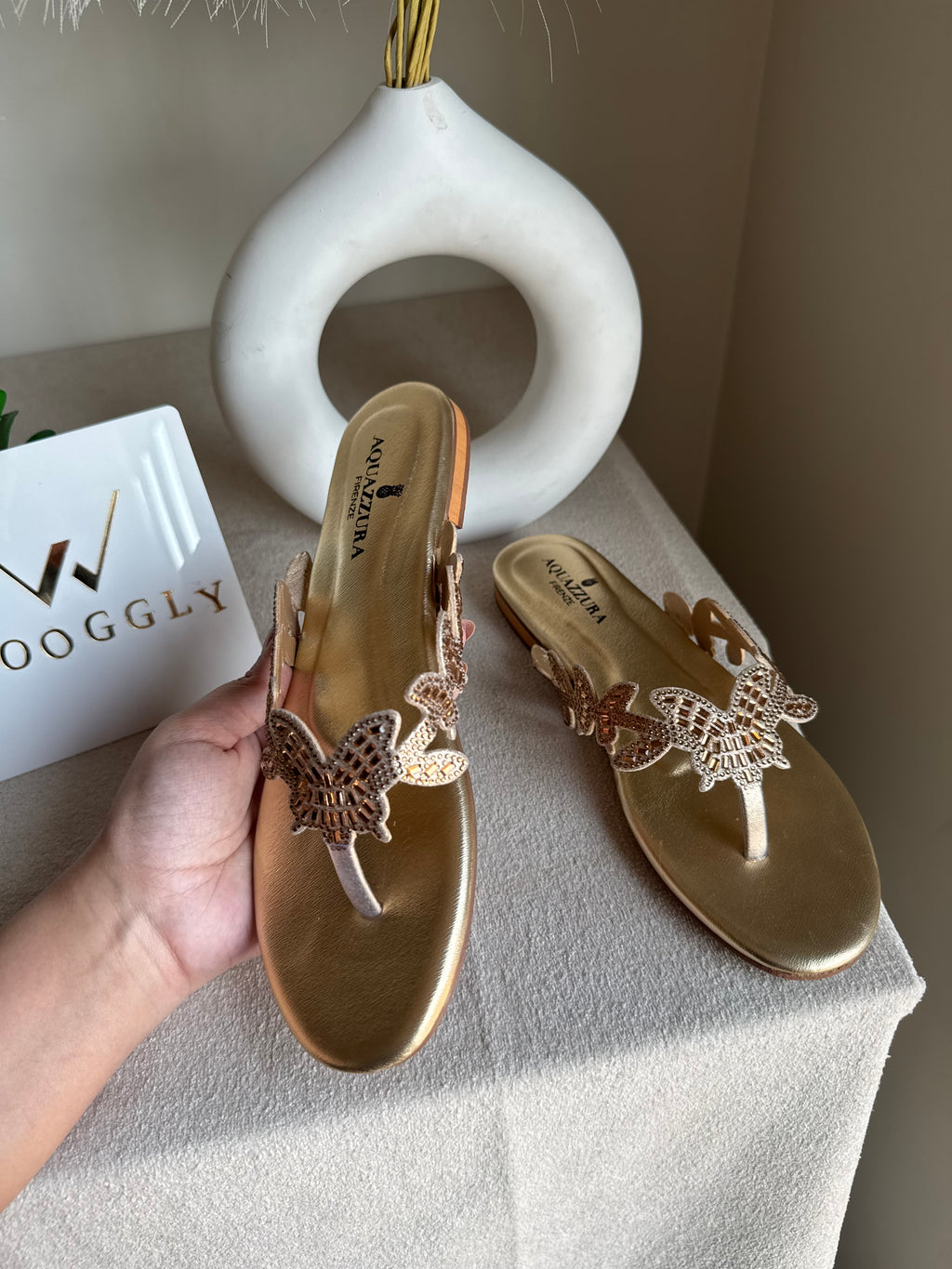 Aquazzura Pretty Slides - Champagne