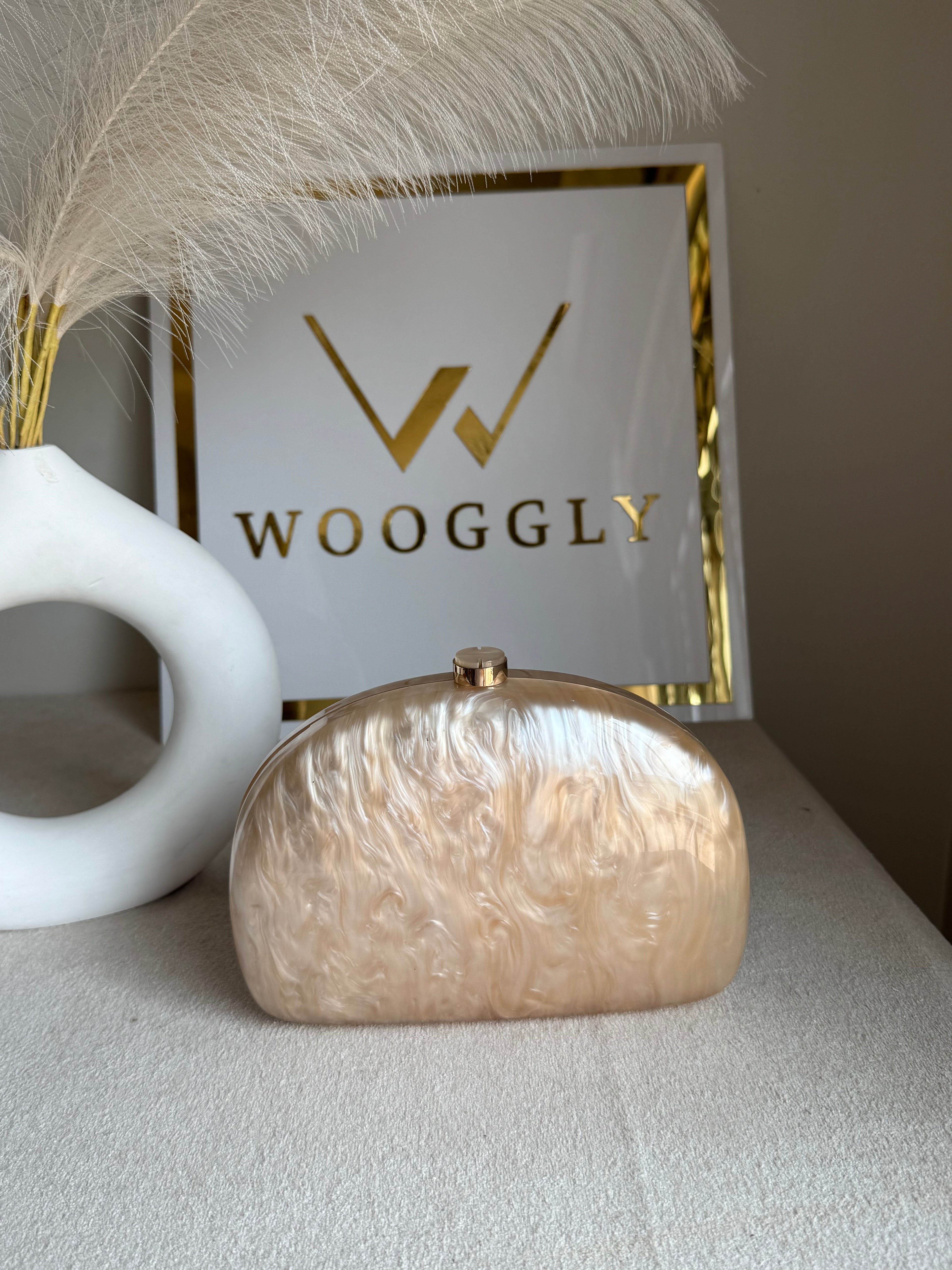 Marble Acrylic Clutch - Peach