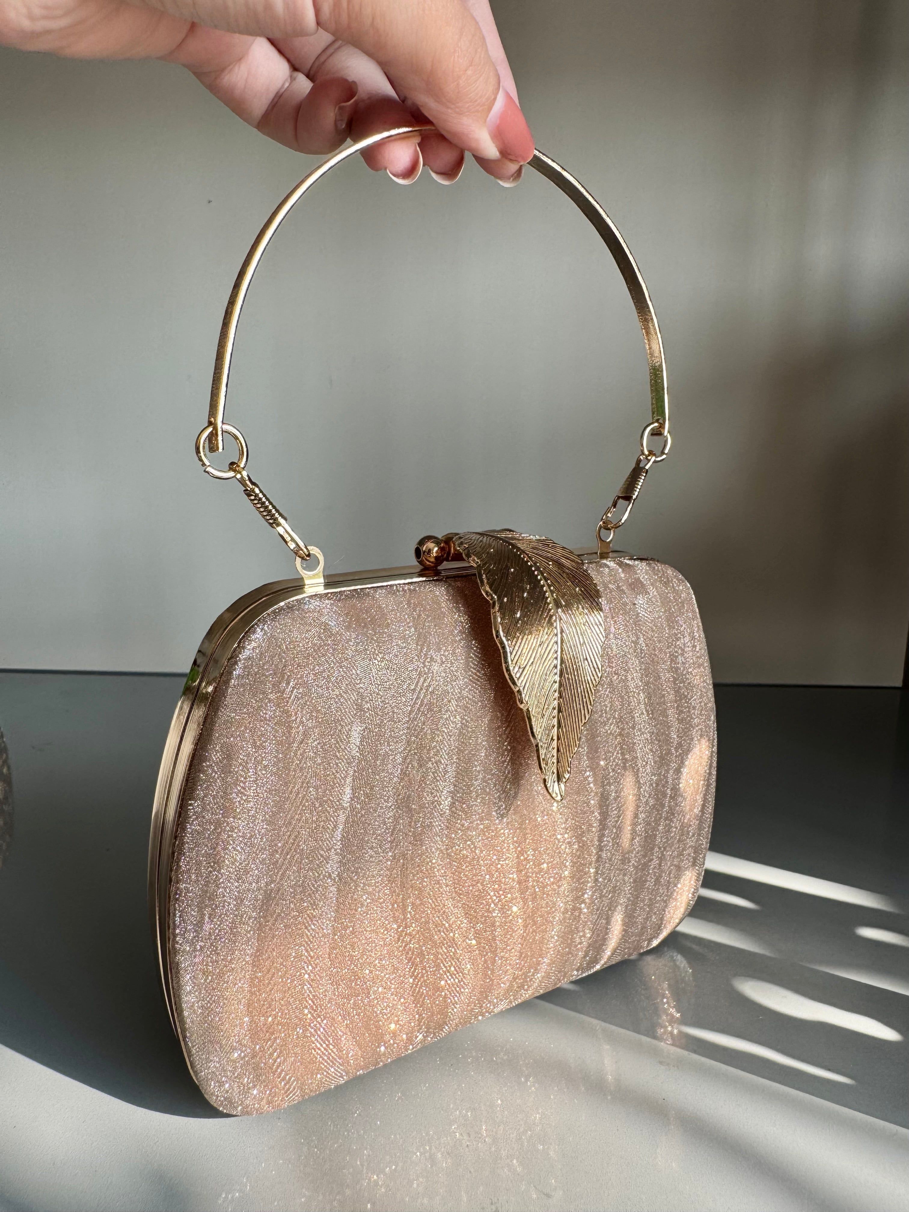Crystal Charm Clutch - Rose Gold