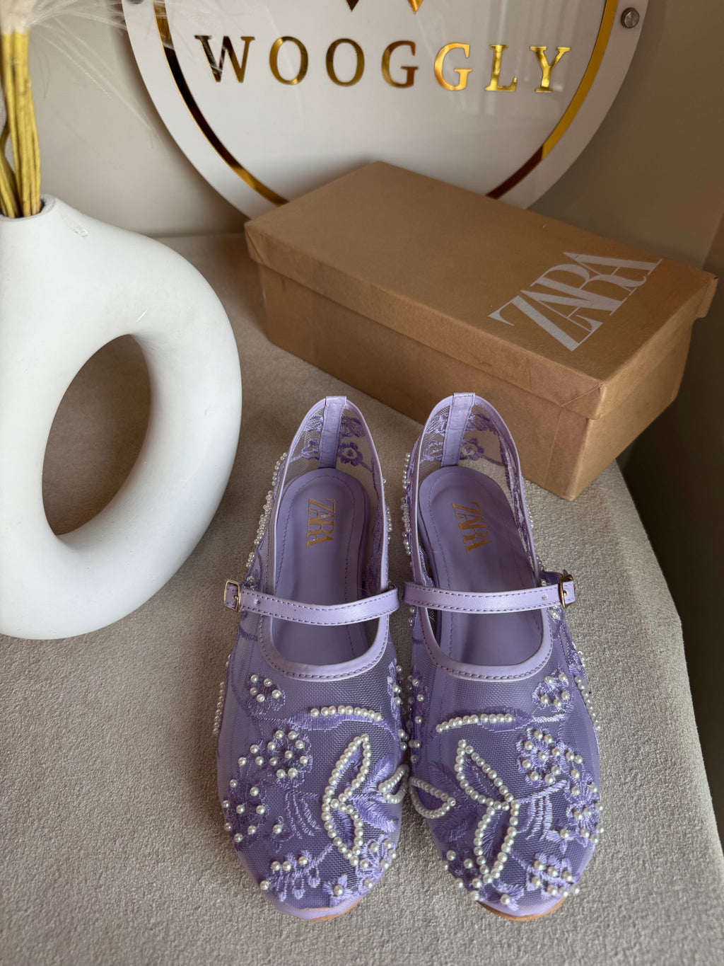 Zara Embroided Net Pumps - Lilac