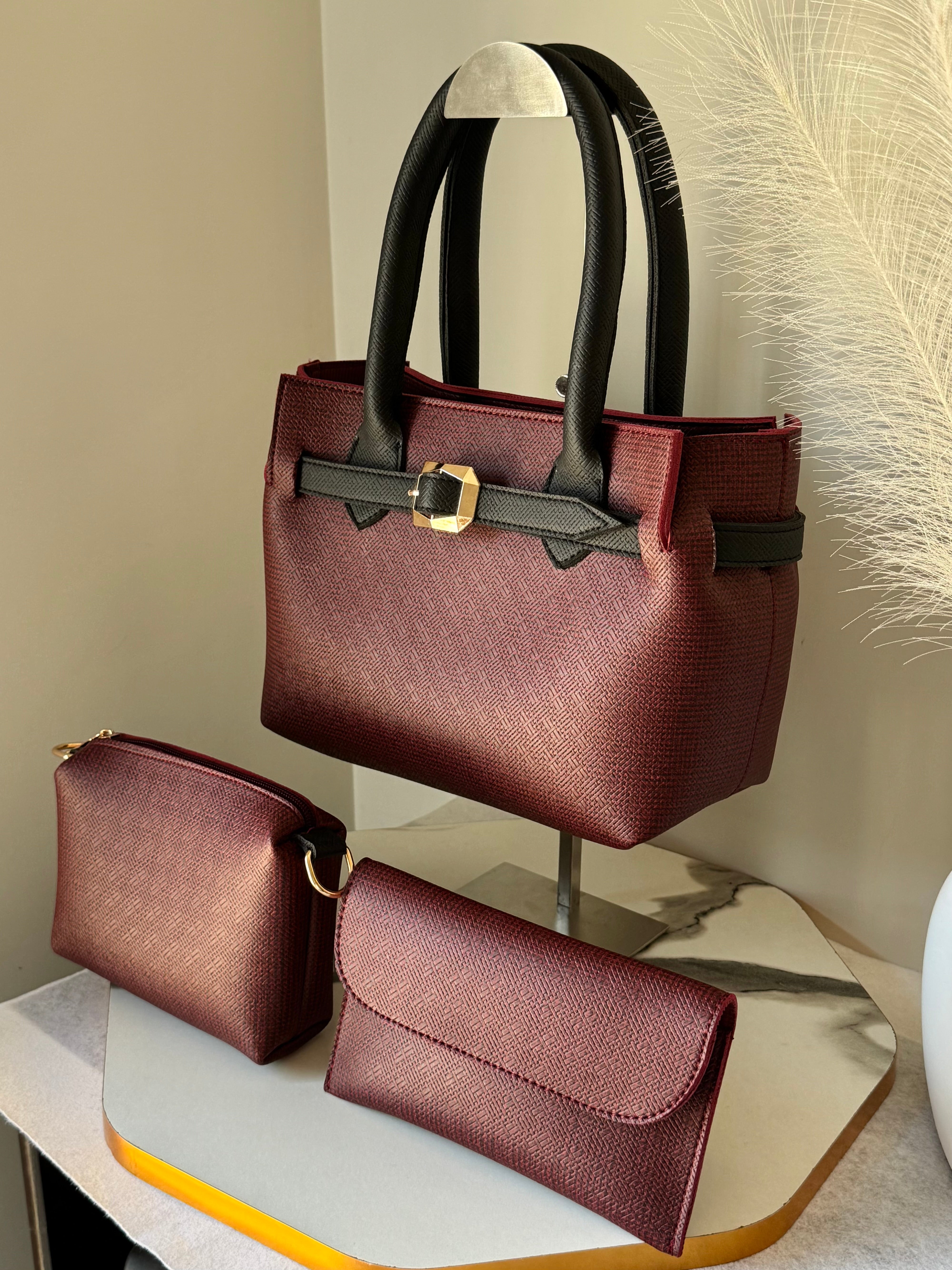 Amber Bag Set of 3  - Maroon