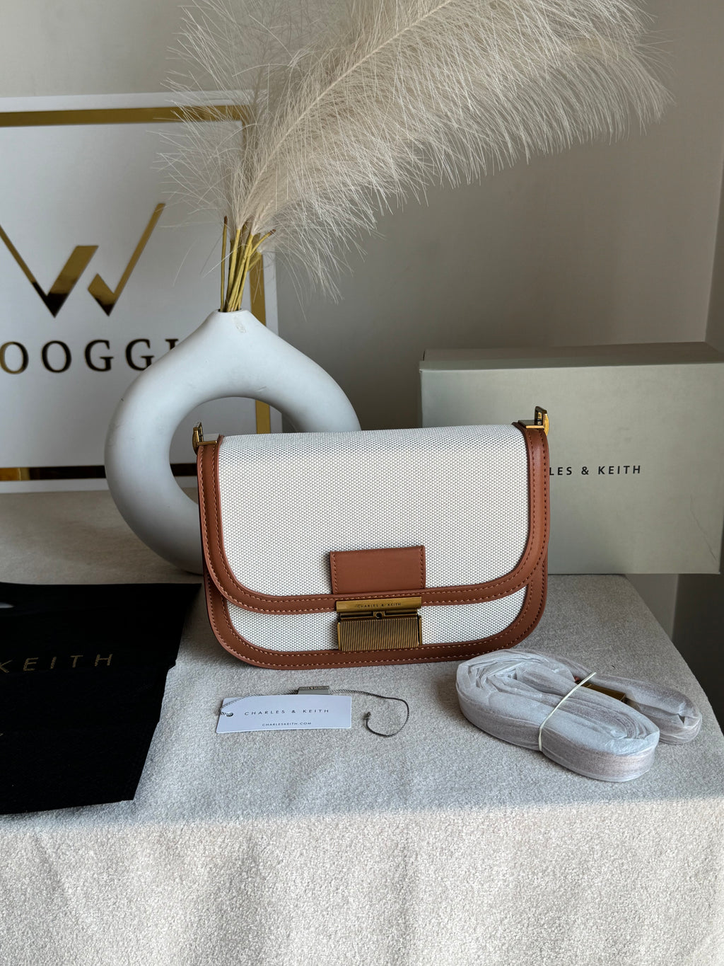 Premium C&K Coco Bag with PROPER PACKING Cream & Brown