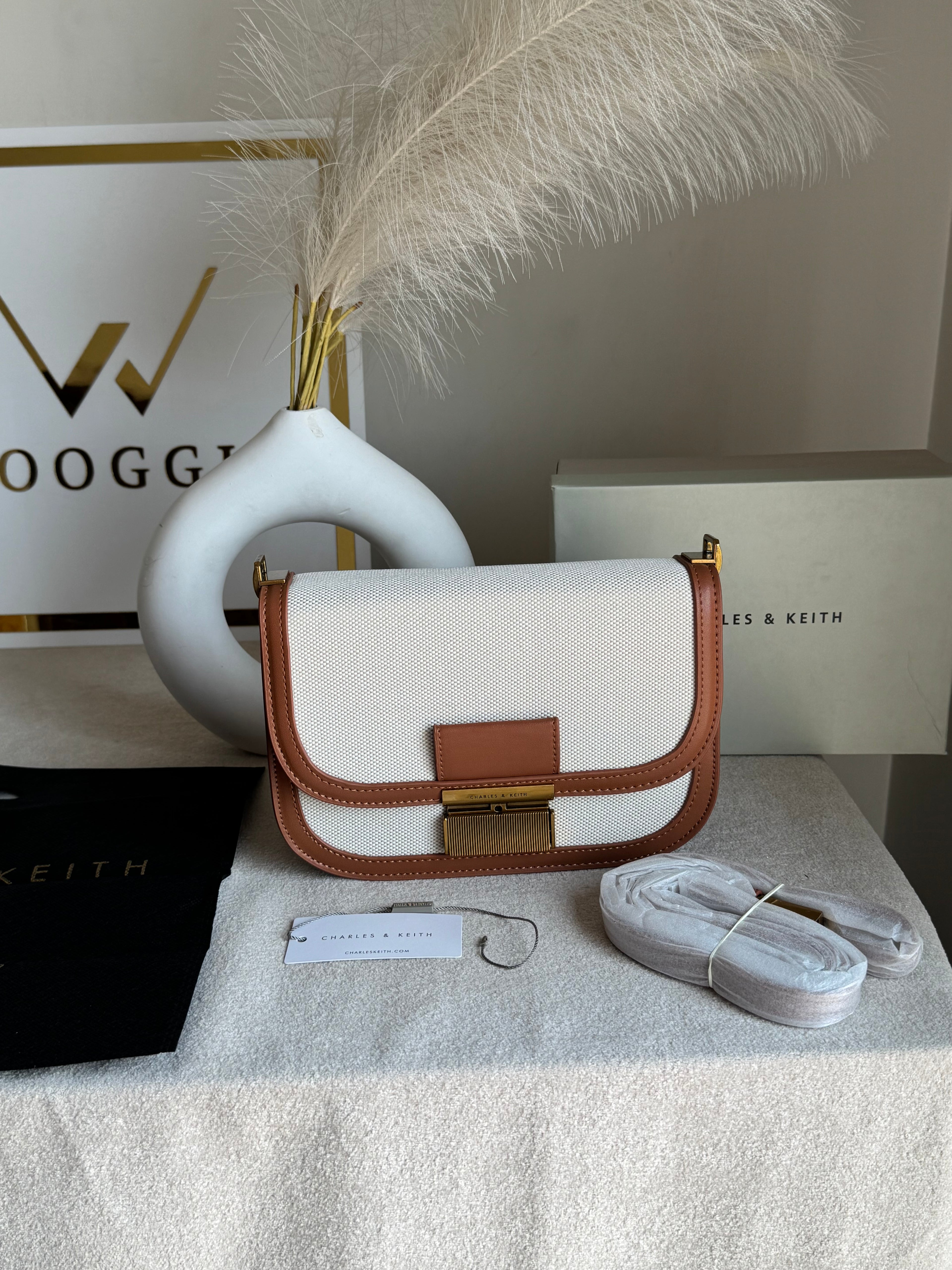 Premium C&K Coco Bag with PROPER PACKING Cream & Brown