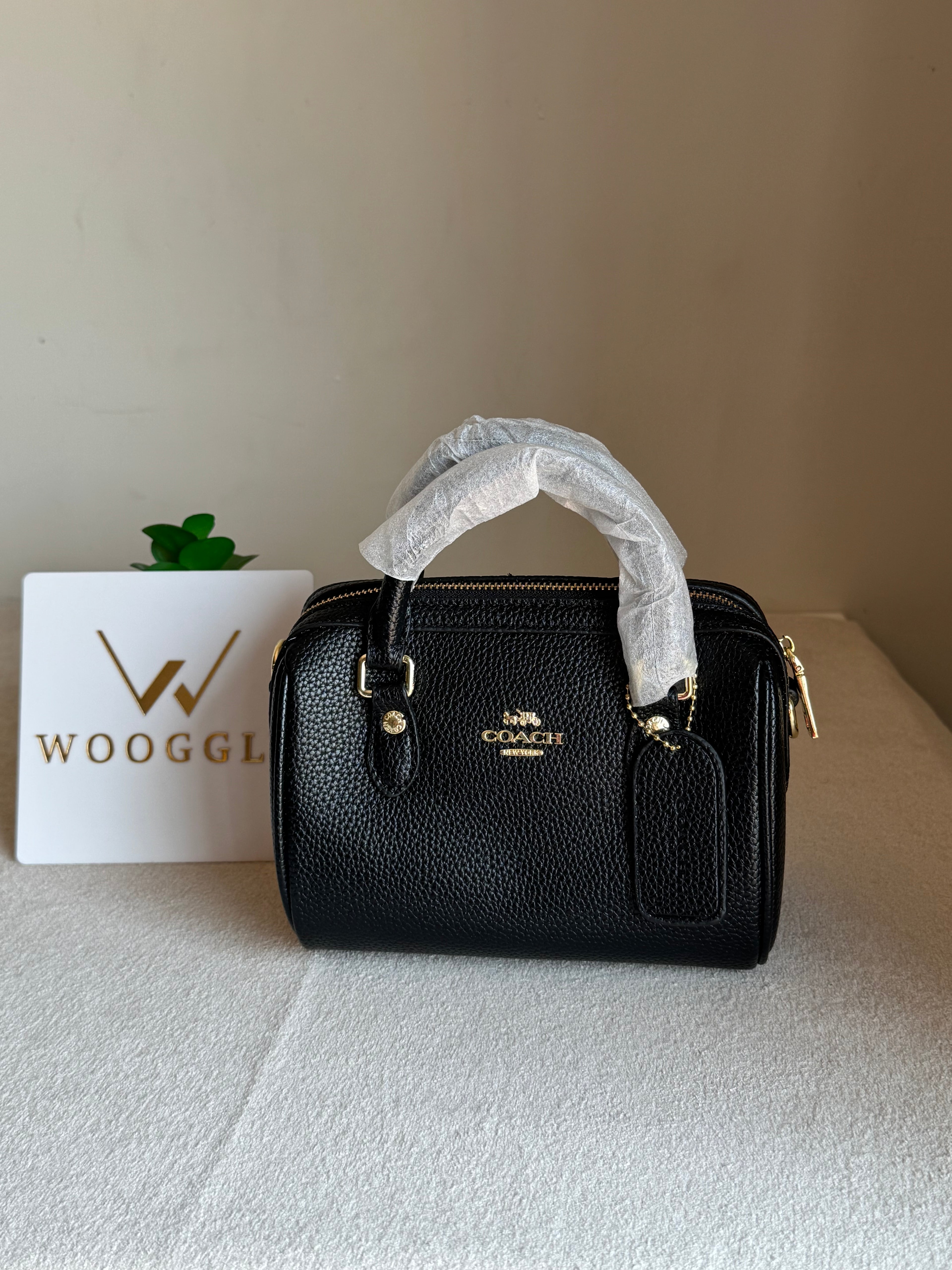 COACH Mini Duffle Bag PREMIUM with Long Strap BLACK - BOX PACKING