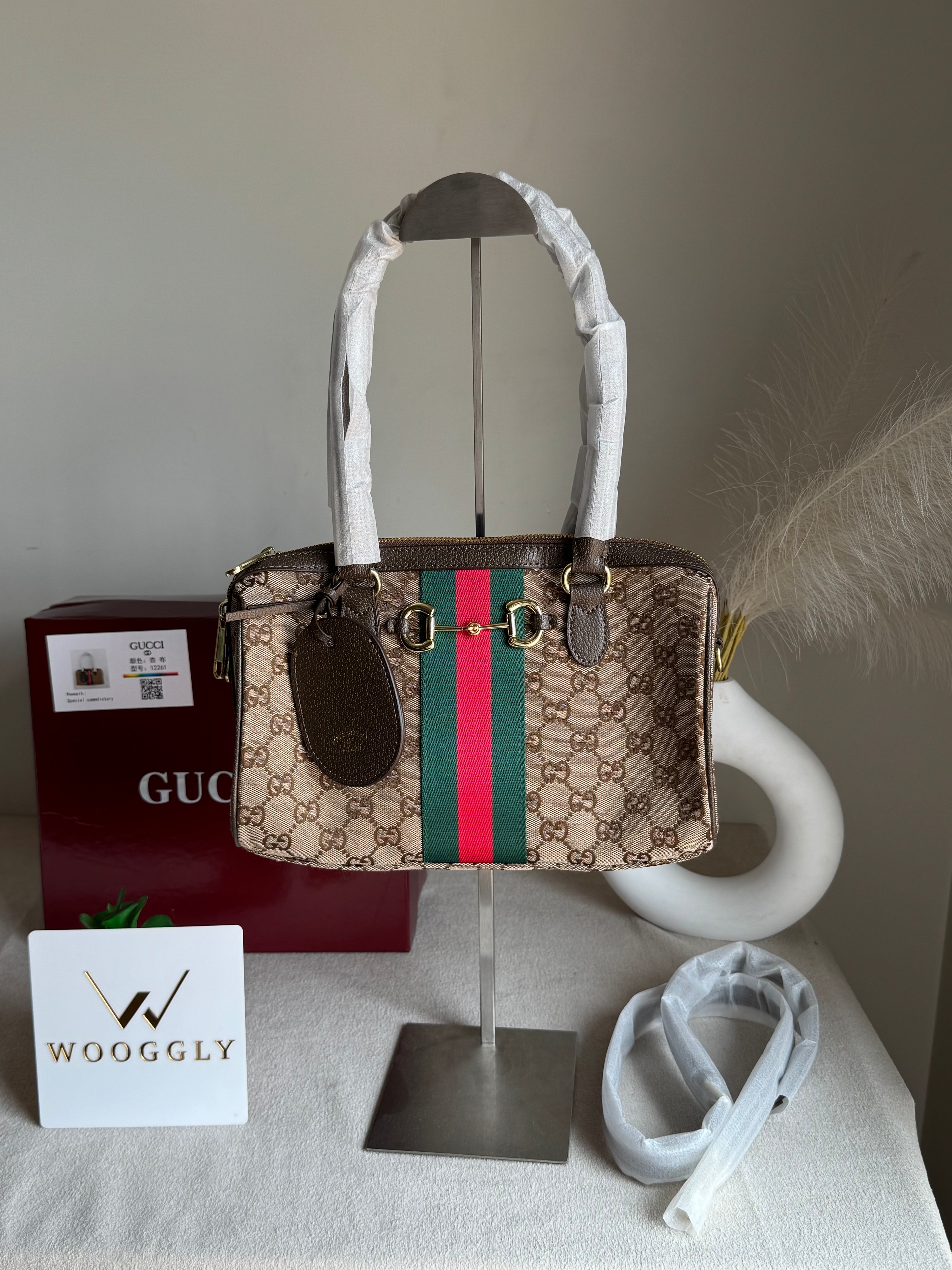 Gucci High Quality Hand Bag - Brown - BOX PACKING