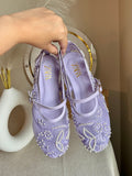 Zara Embroided Net Pumps - Lilac