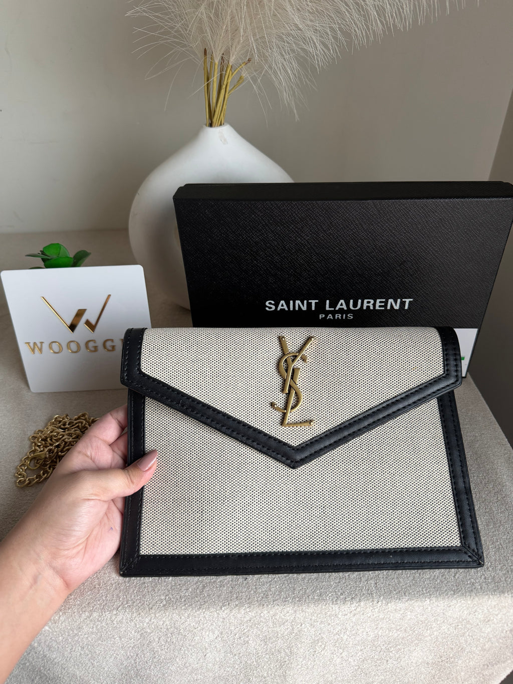 Premium Quality YSL Pouch with Box Packing - Statement Black