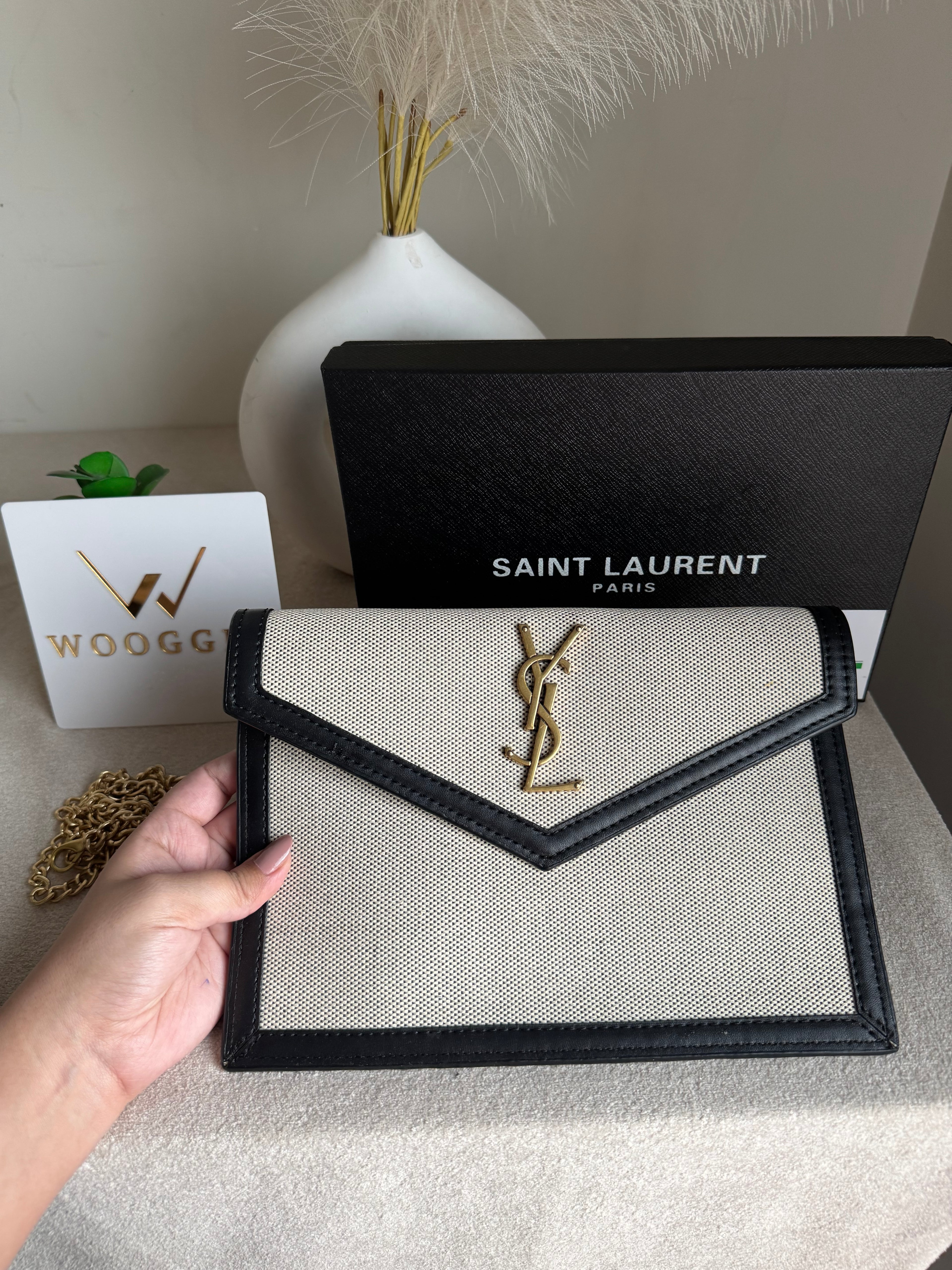 Premium Quality YSL Pouch with Box Packing - Statement Black