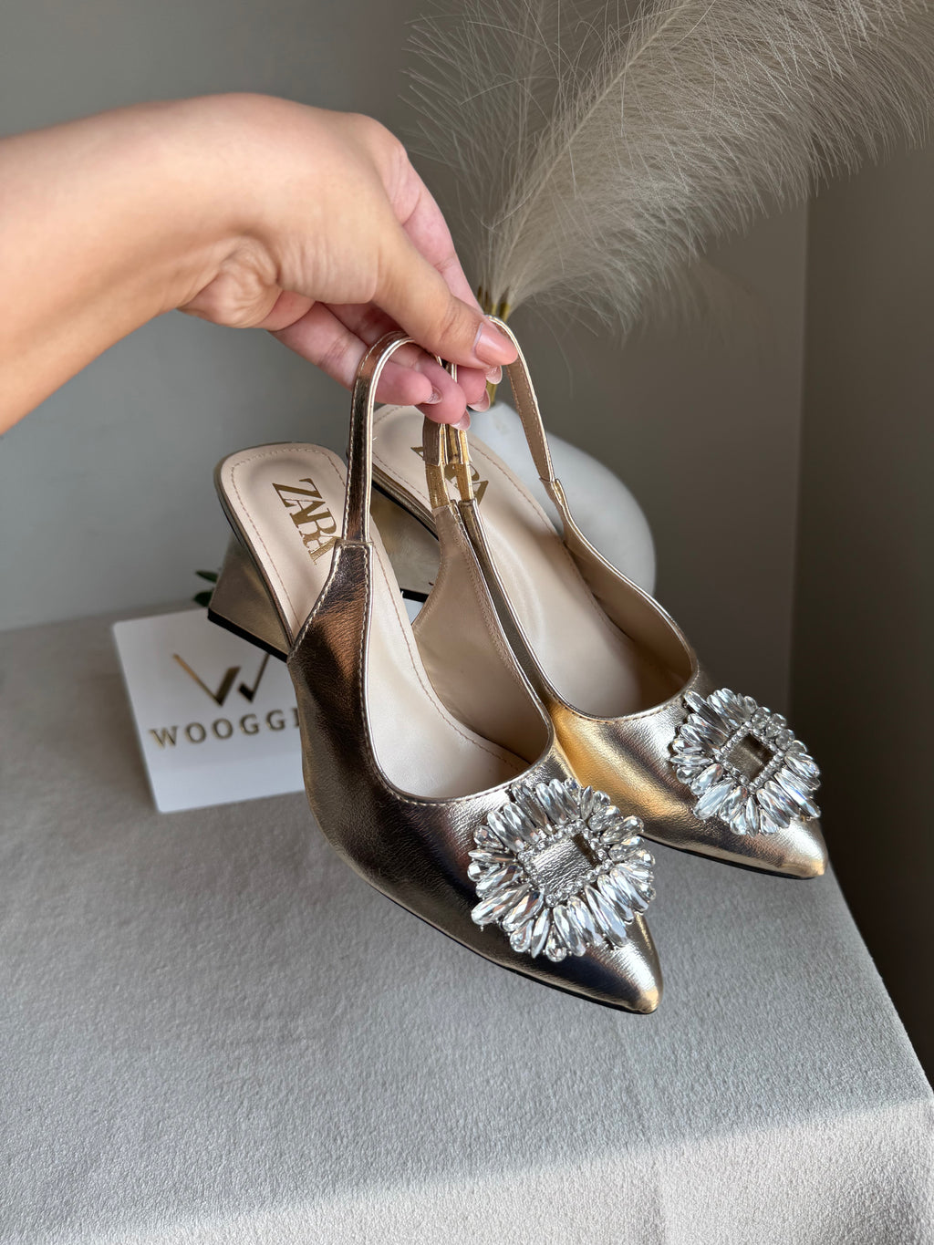 Zara Crystal Heels - Champagne