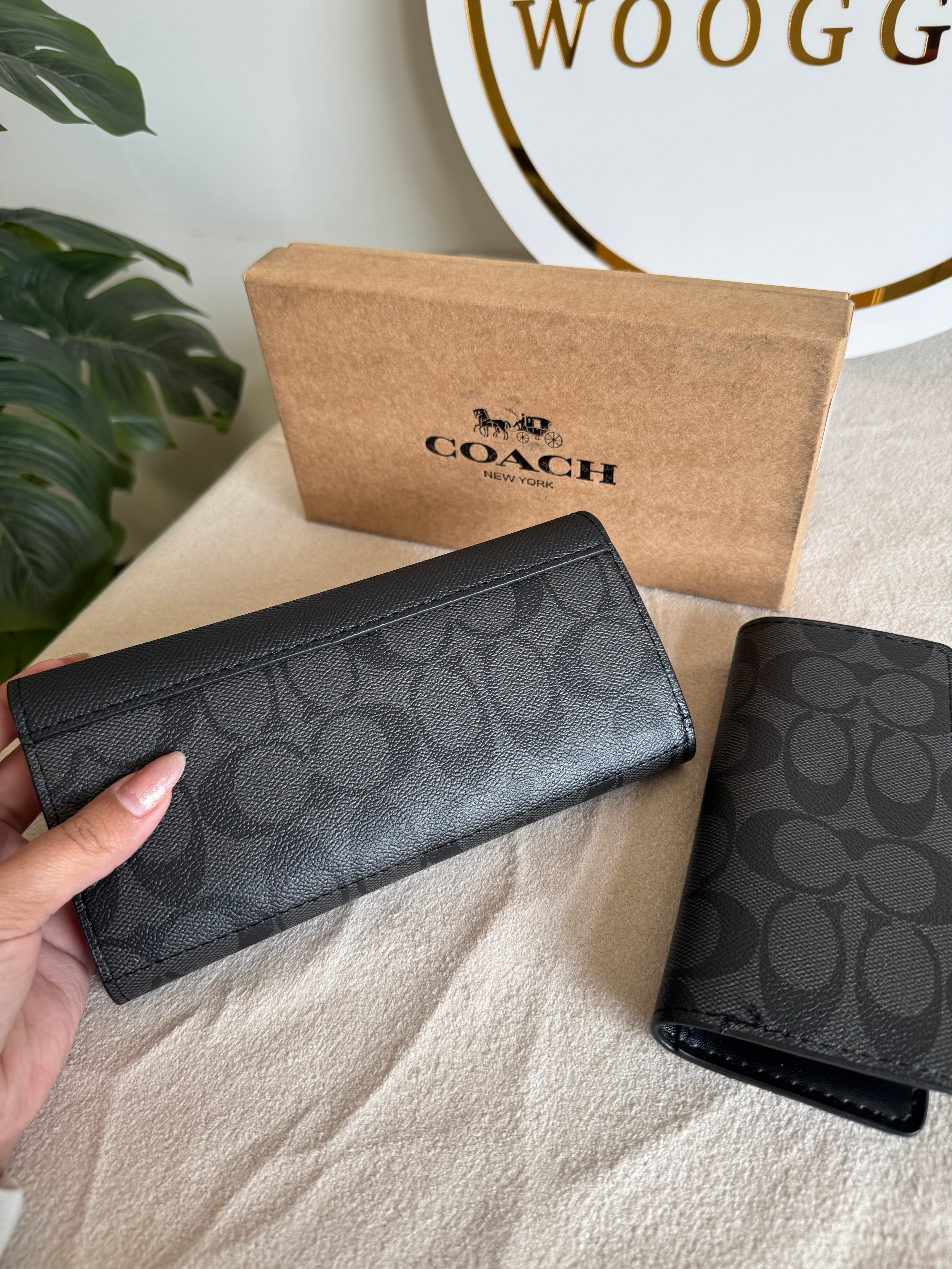 COACH Wallet with Card Holder Set Black - Box Packing