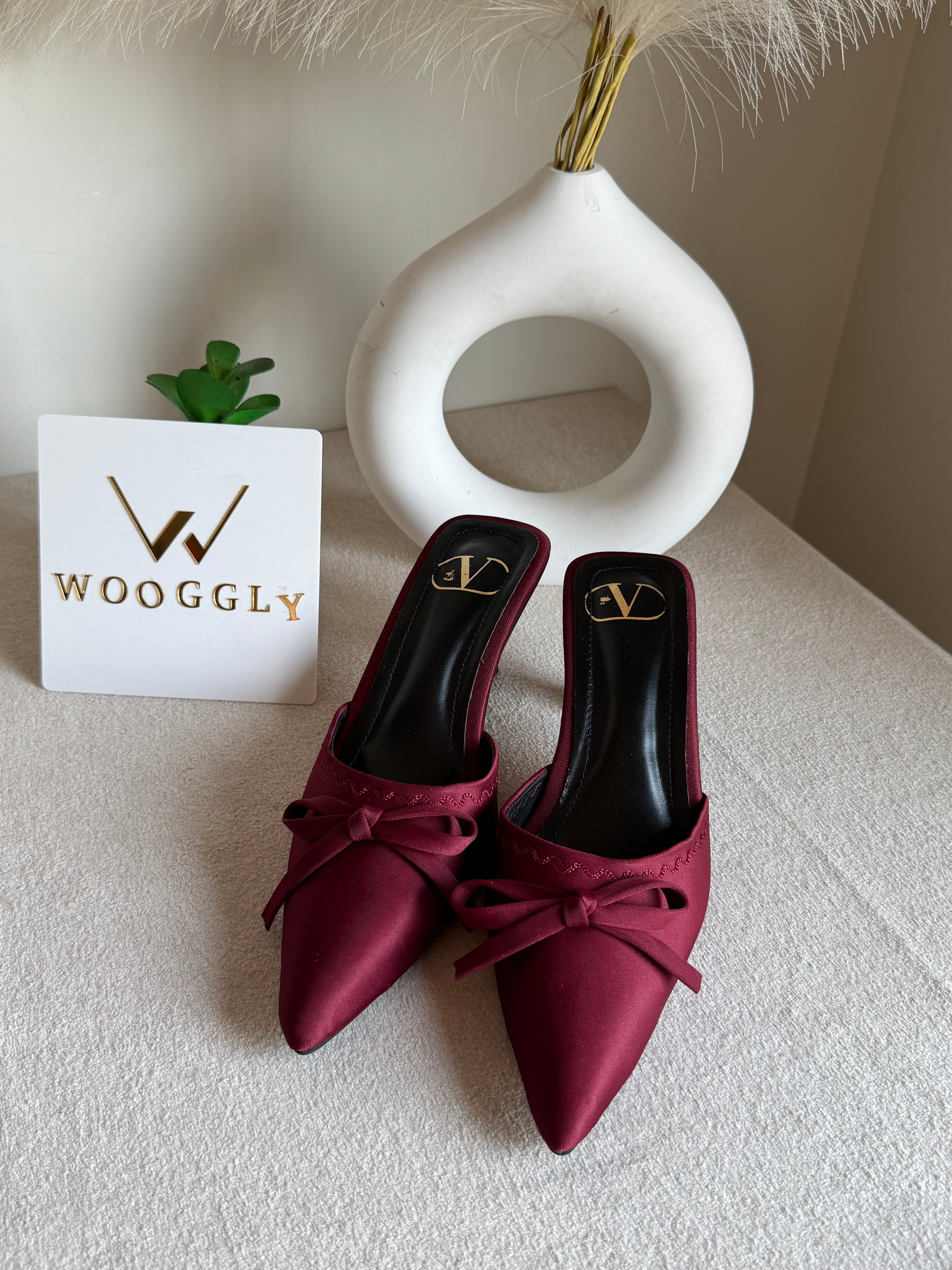 Valentino Bow Heels - Maroon