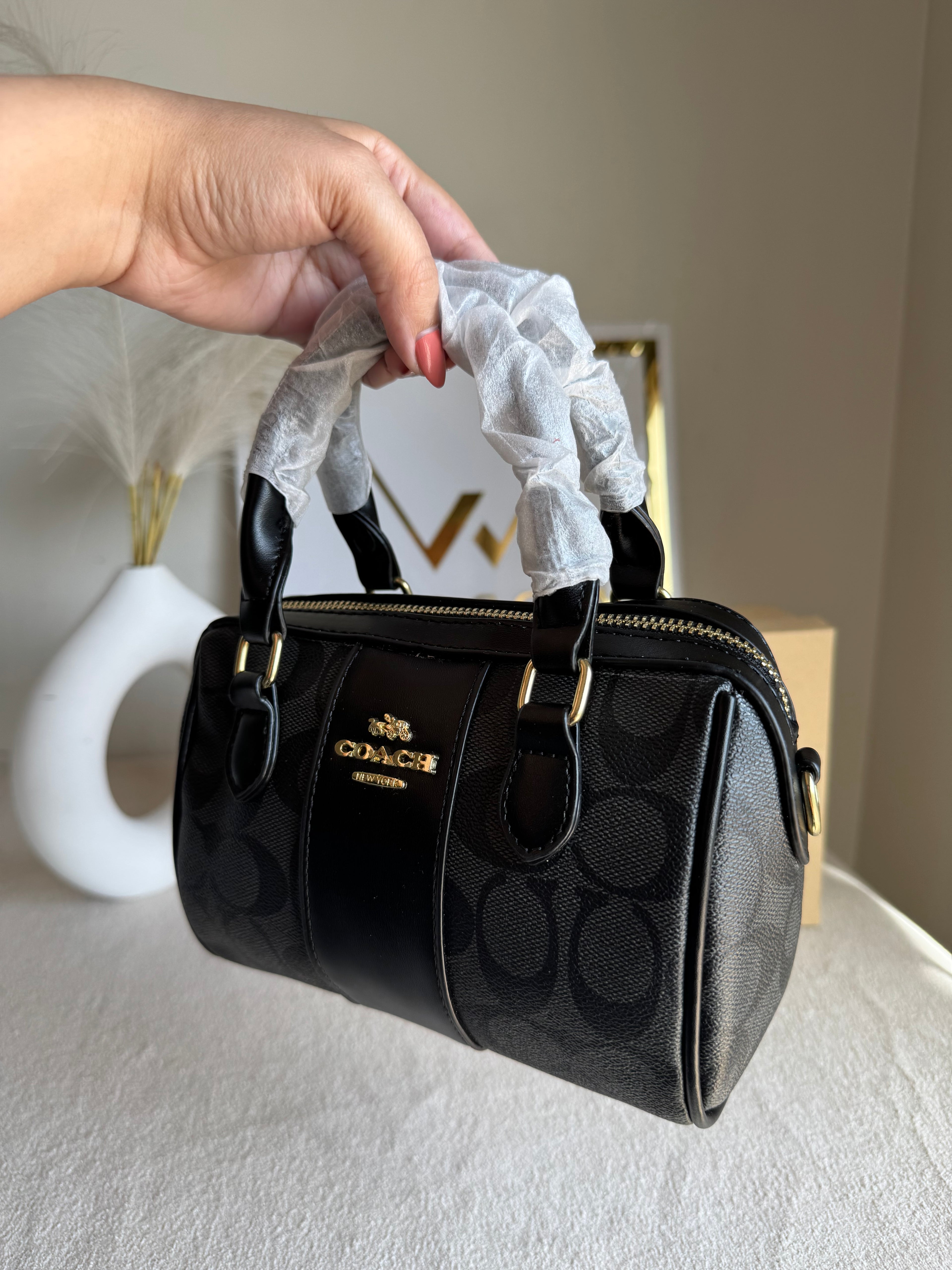 COACH Mini Duffle Bag PREMIUM with Long Strap (Black) - BOX PACKING