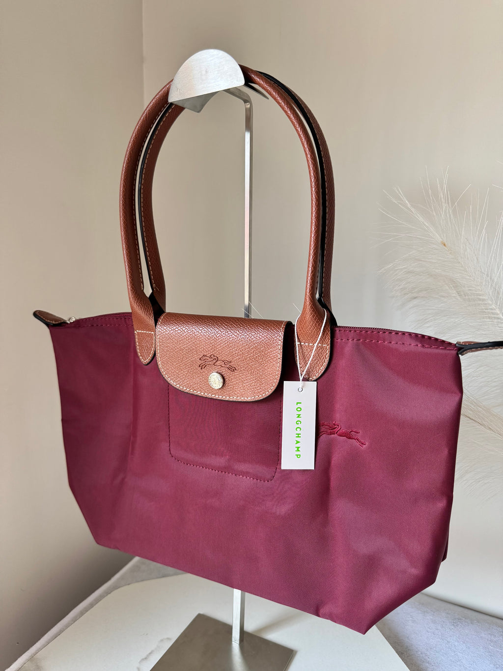 Longchamp Tote MEDIUM - Wine Red (WITH BRAND LOGO)