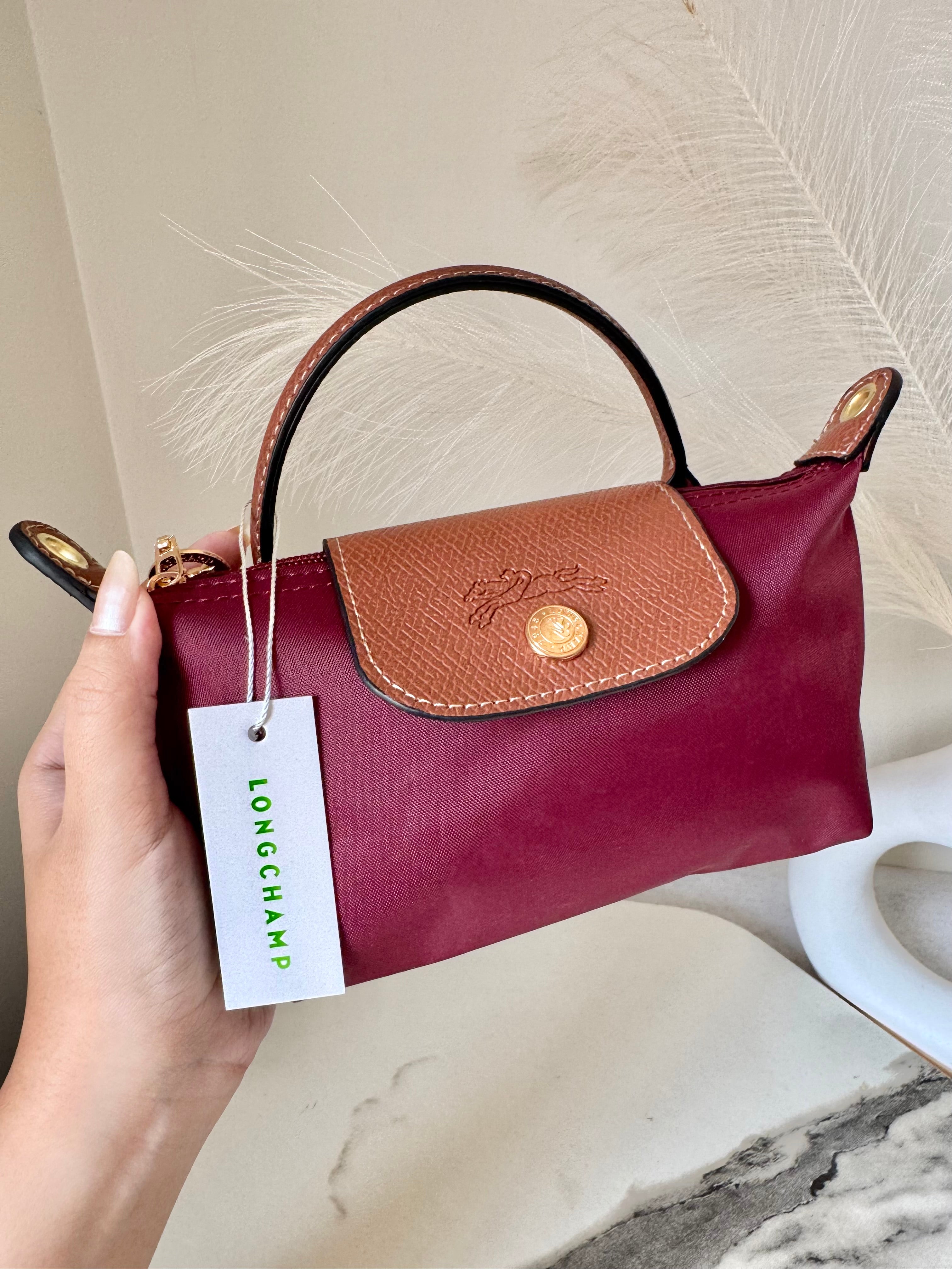 LongChamp Crossbody Bag with Strap - Wine Red (WITH BRAND LOGO)